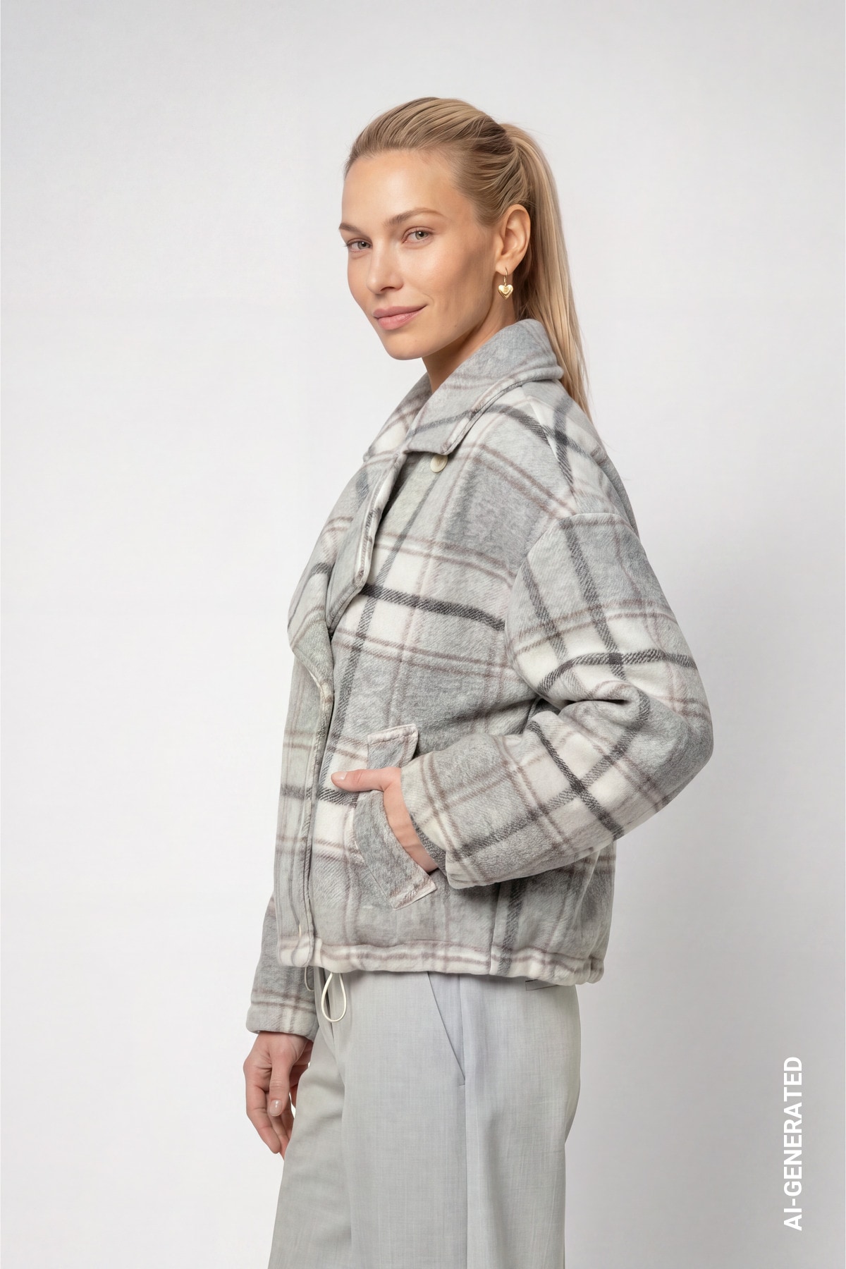 Monari Blouson »Jacke Karo« sans capuche Coupe régulière avec col revers