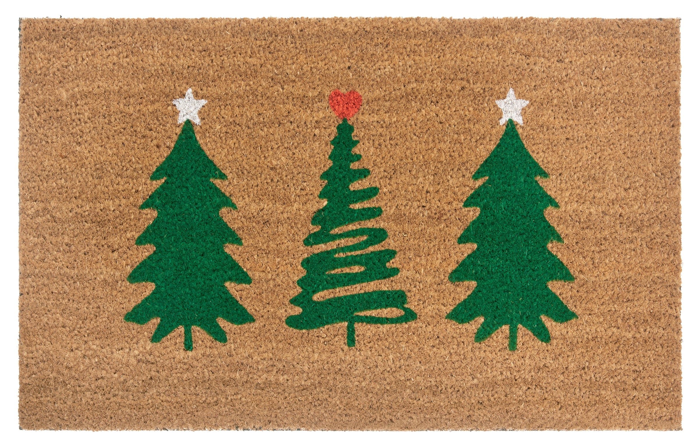 Image of HANSE Home Fussmatte "Mix Mats Kokos Decorated Pine Trees, Türmatte" rechteckig 15 mm Höhe Weihnachten, Schmutzfangmatte, Outdoor, Rutschfest, Innen, Kokosmatte