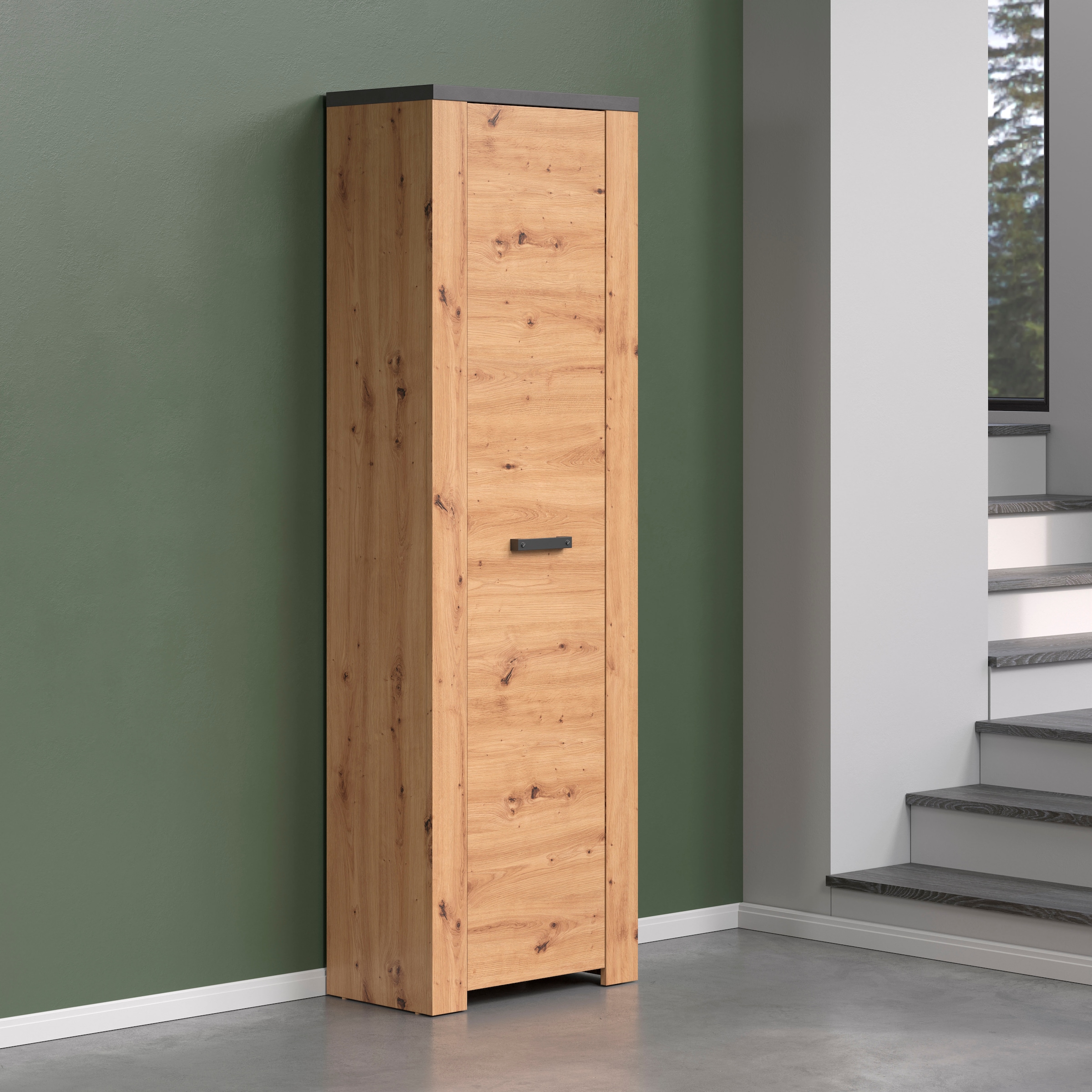 Home affaire Garderobenschrank »Ambres Inkl. ausziehbarer Kleiderstange« 1 Stk. tlg. Garderobenpaneel mit Ablage & Haken - (B/T/H) 62/26/199 cm
