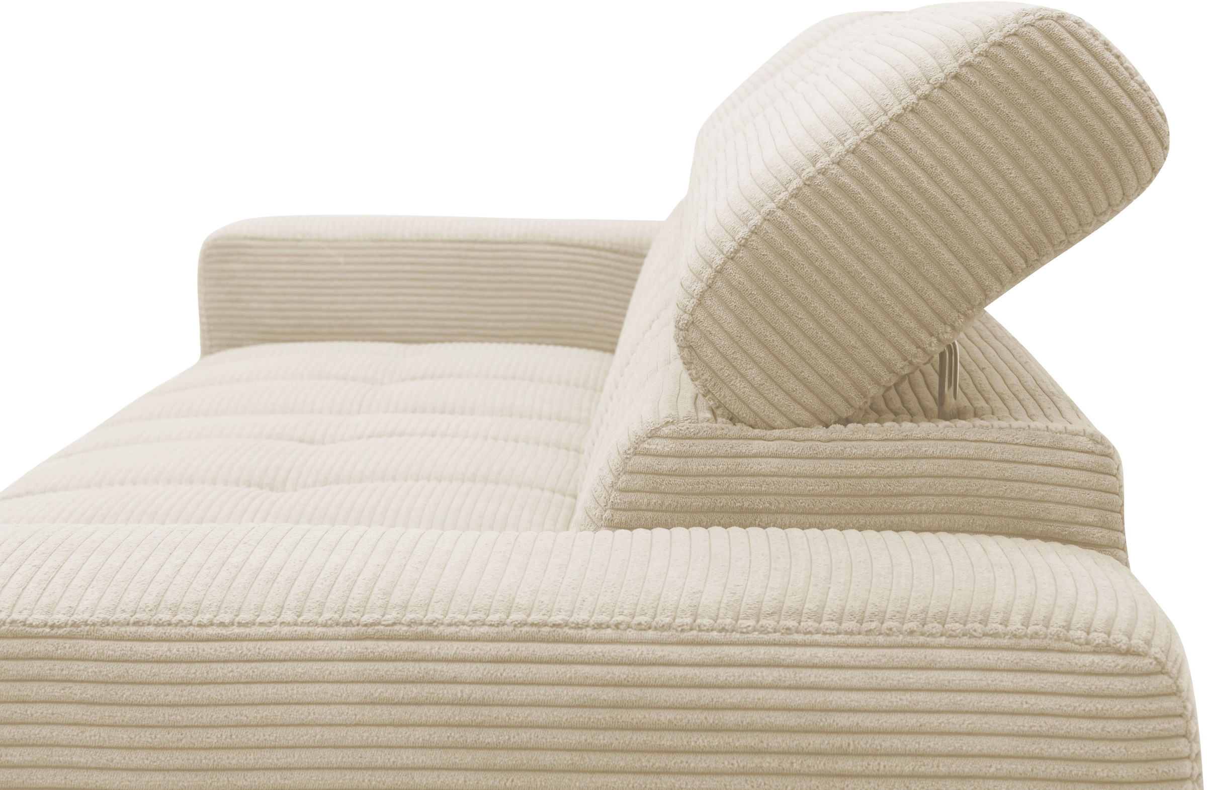 DOMO collection Ecksofa »Trento L-Form, mit Kufenfuss oder Einzelfuss«, wahlweise mit Kopfteilverstellung, Recamiere links/rechts bestellbar