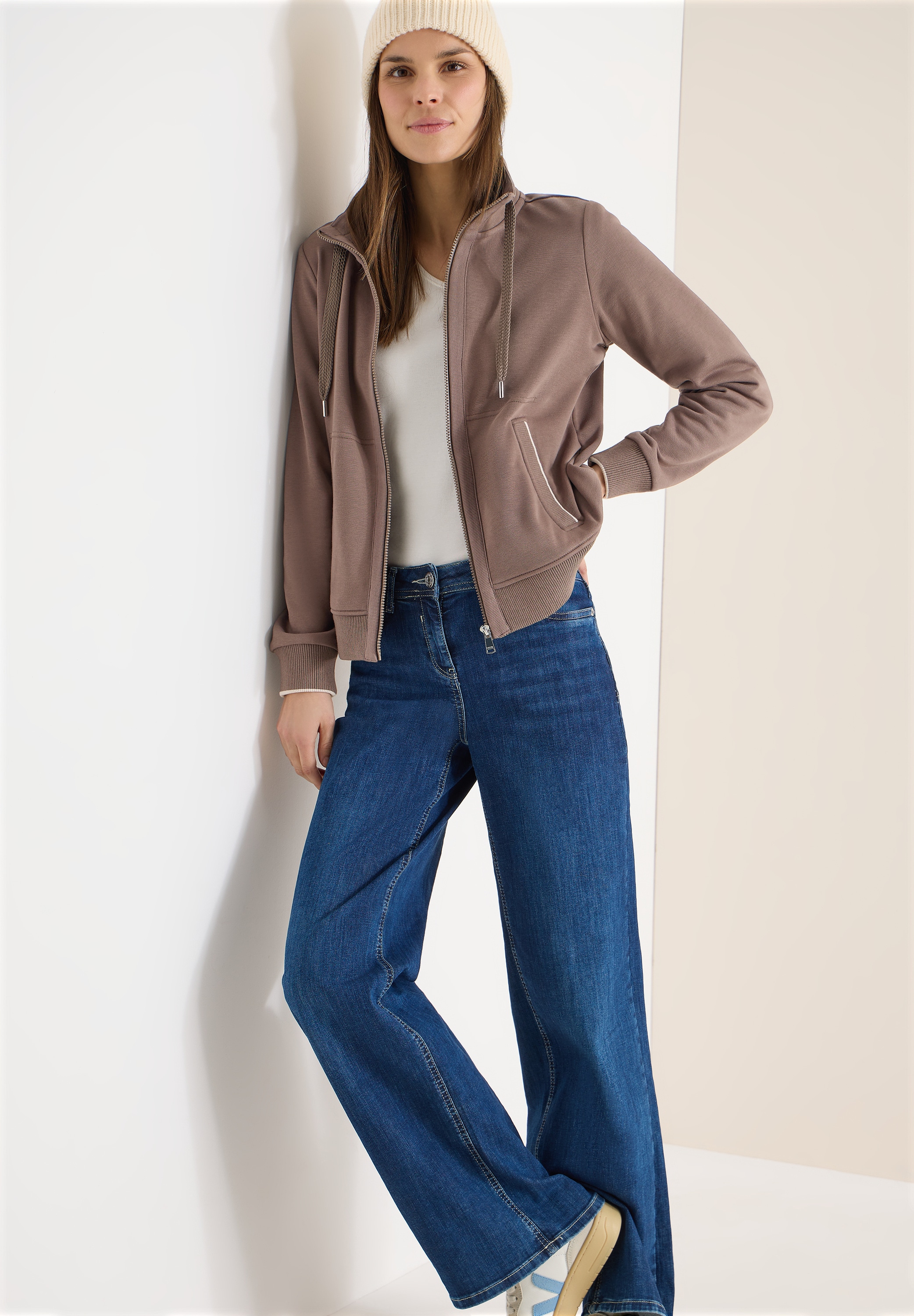 Cecil Veste sweat mit Stehkragen und Reissverschluss