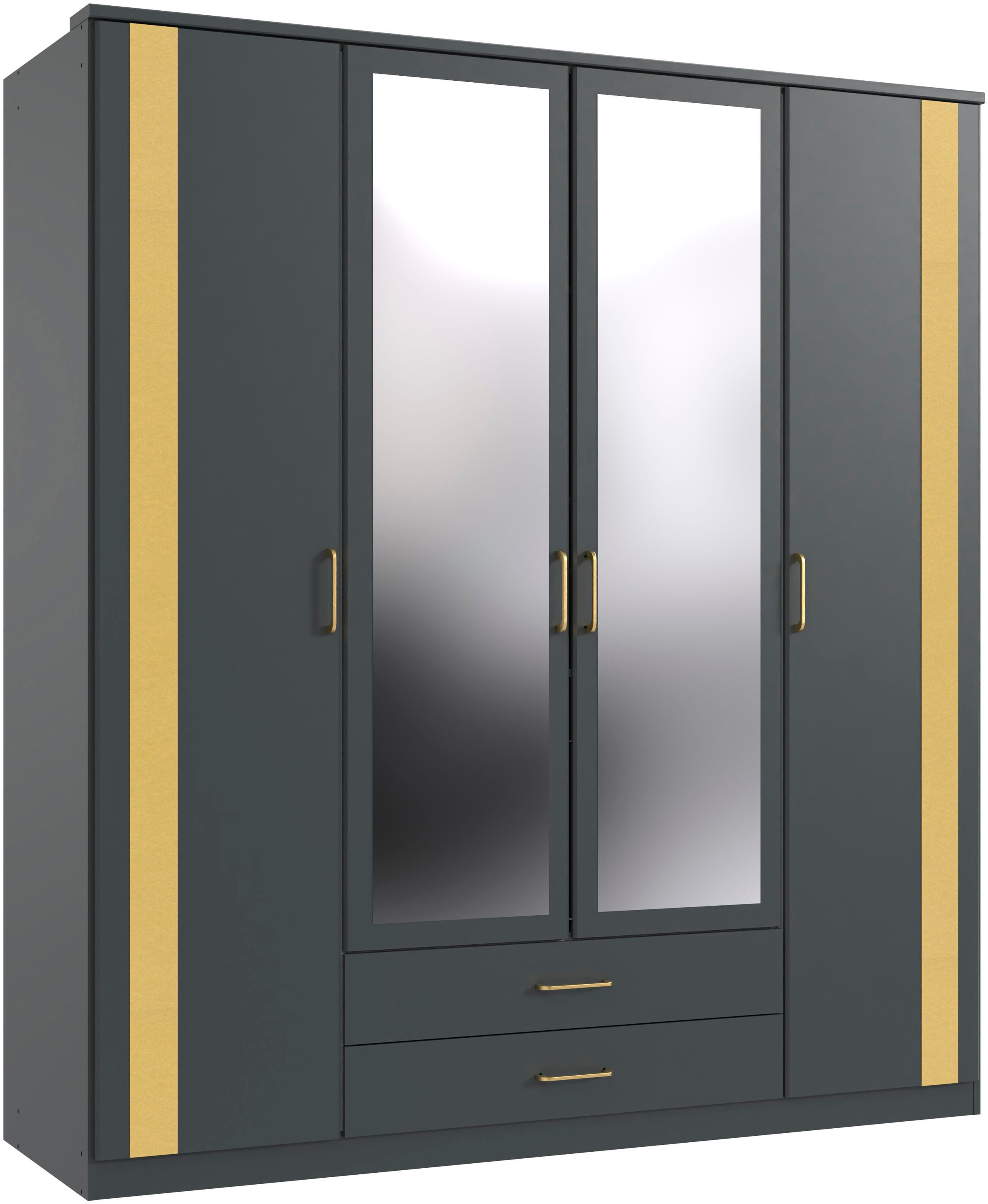 Image of Wimex Drehtürenschrank "Agadir, wahlweise in verschiedenen Breiten und Farben erhältlich" goldfarbene Aufleistungen und Griffe