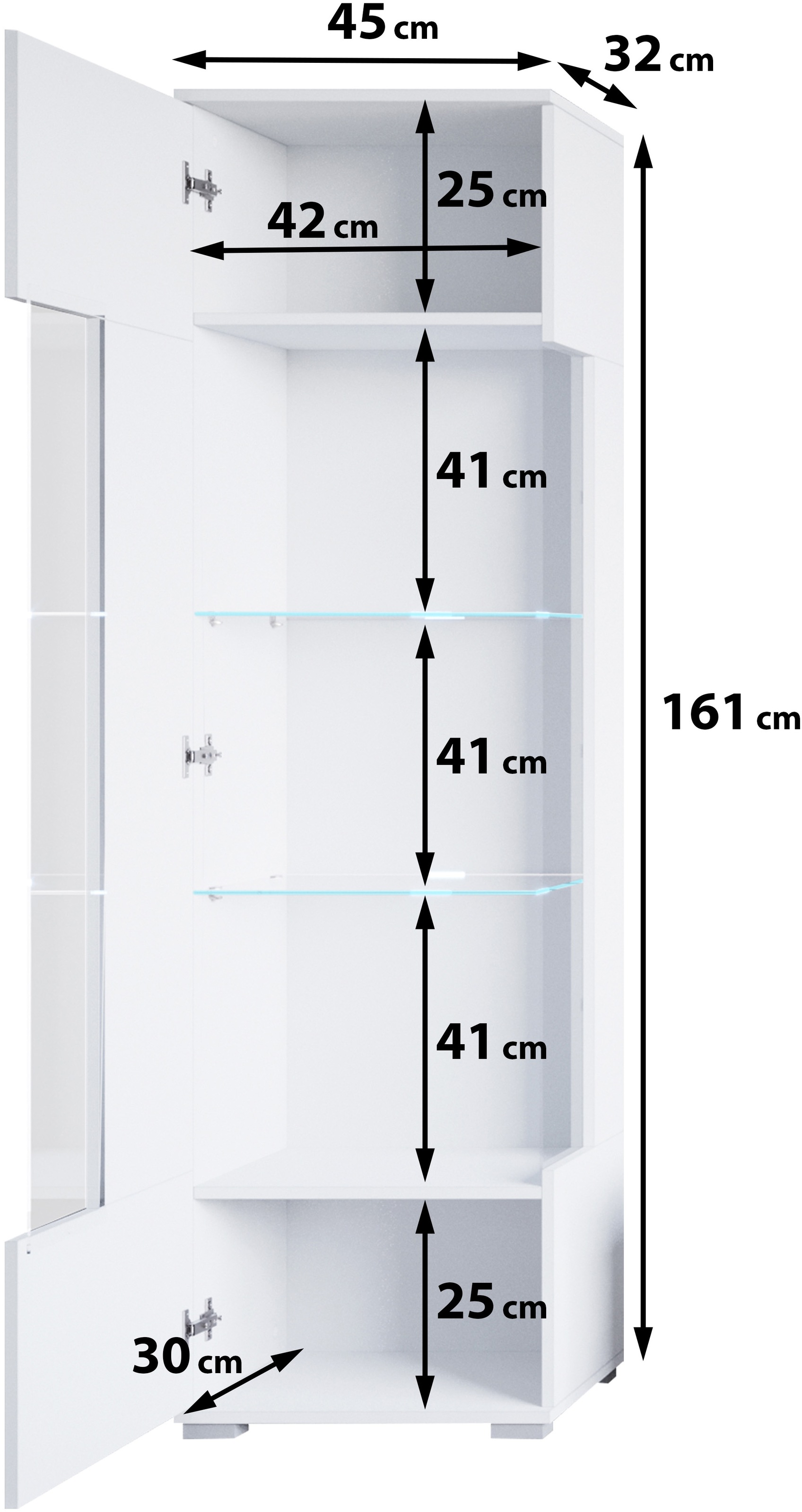GOODproduct Vitrine »Kenia, stehend und hängend, Türanschlag wechselbar« 1 Stk. tlg. Vitrineschrank mit Glastüren 160 cm Höhe