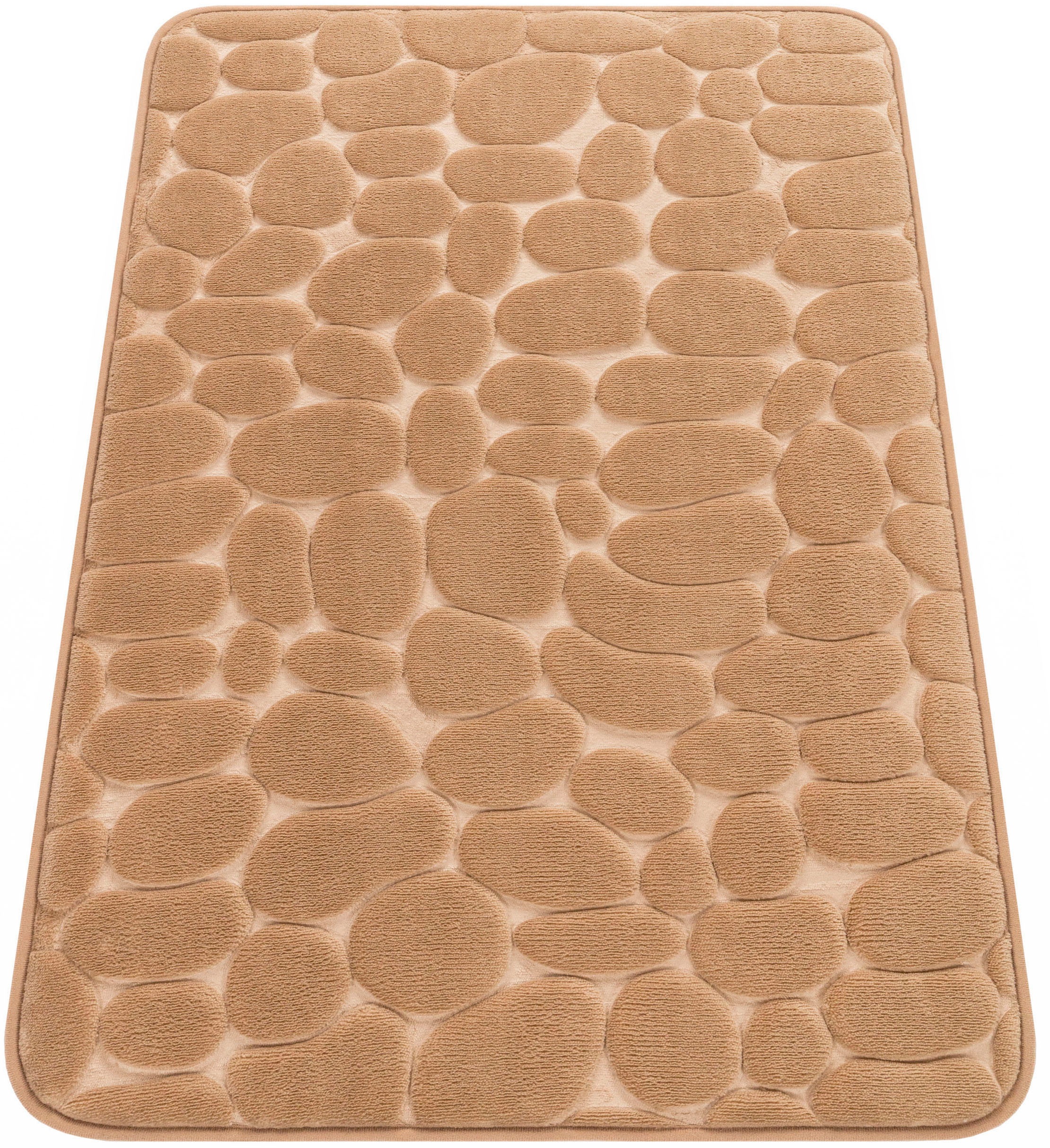 Paco Home Badematte »Corby 256«, Höhe 13 mm, fussbodenheizungsgeeignet, Badteppich, Uni Farben, Motiv Steine, Hoch-Tief Effekt