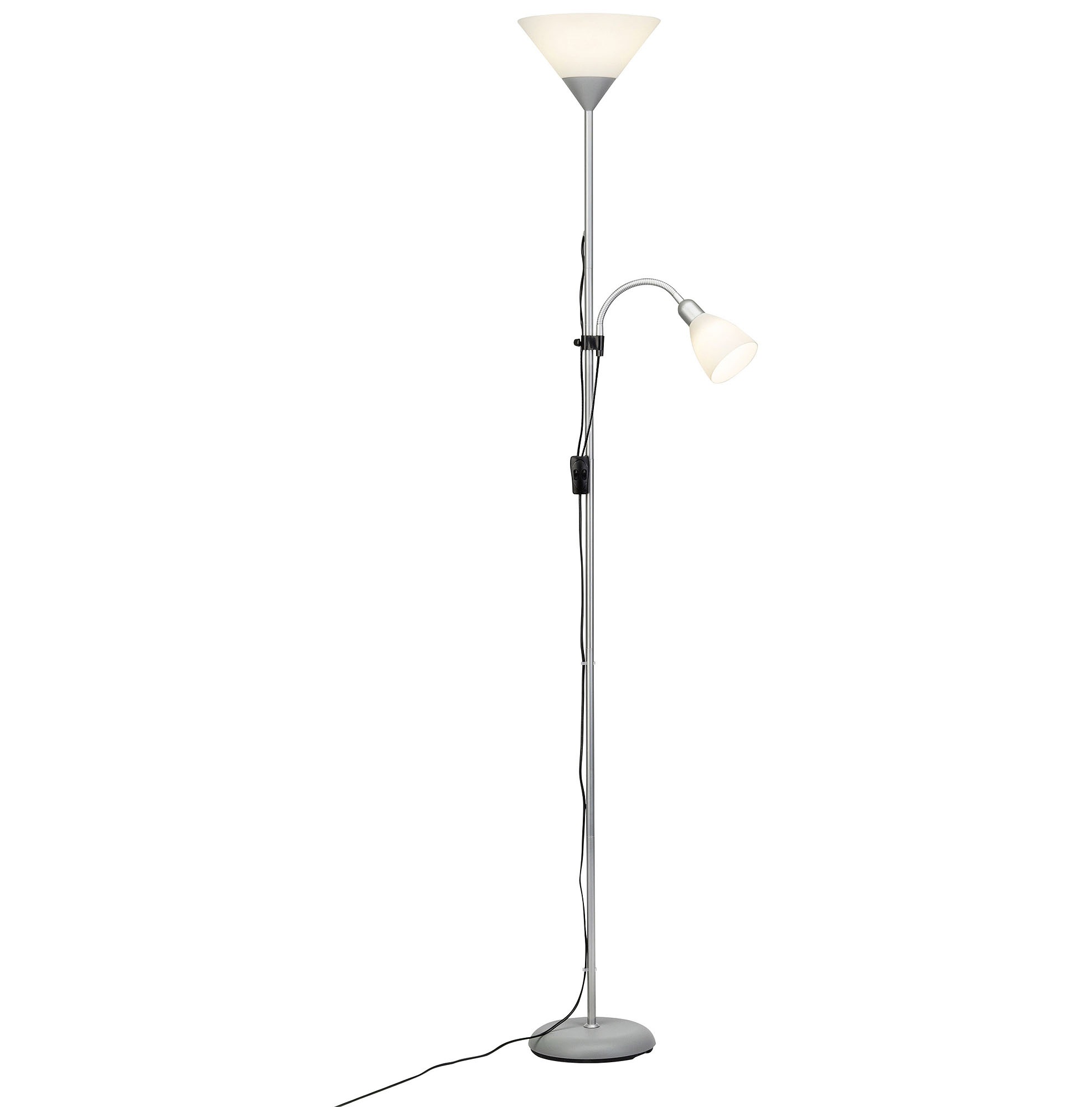 Brilliant Deckenfluter »Spari« E27 1 Warmweiss LED Stehlampe Lesearm silber/weiss