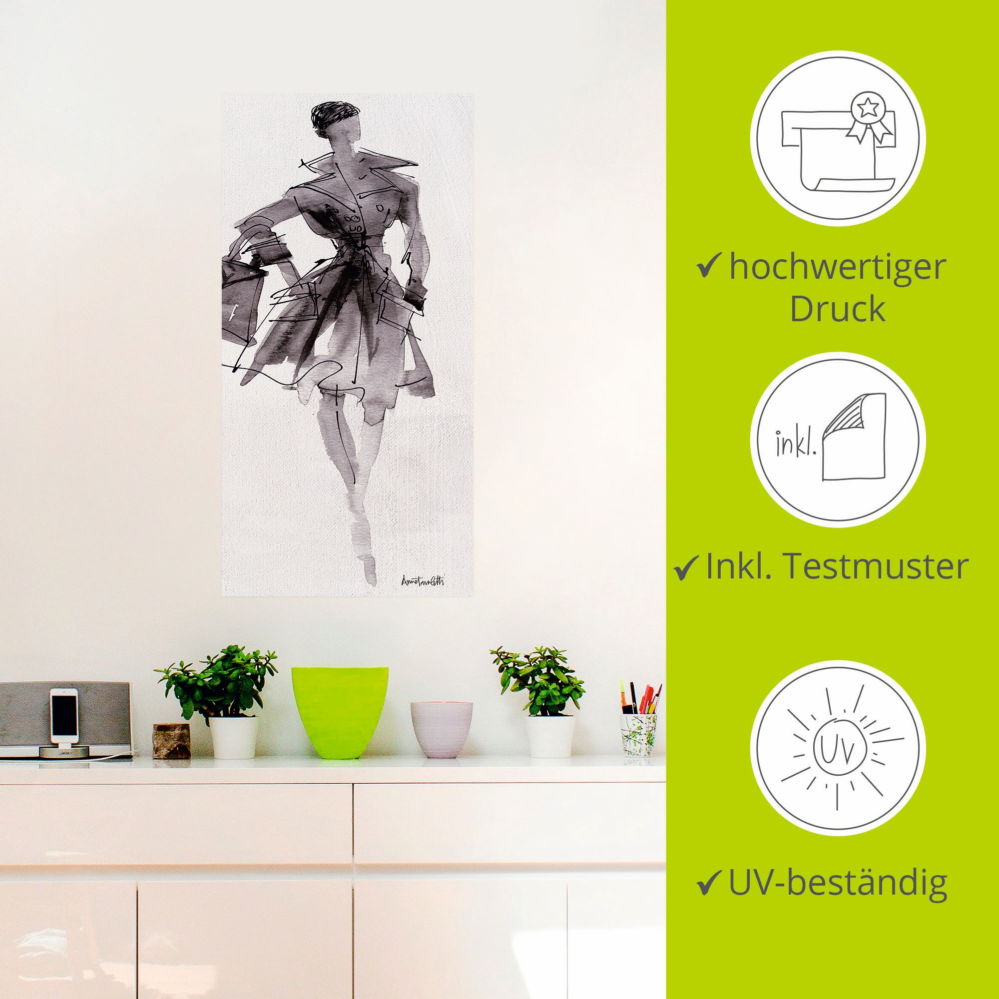 Artland Wandbild »Mode Skizzenbuch VII«, Mode, (1 St.), als Leinwandbild, Poster, Wandaufkleber in verschied. Grössen