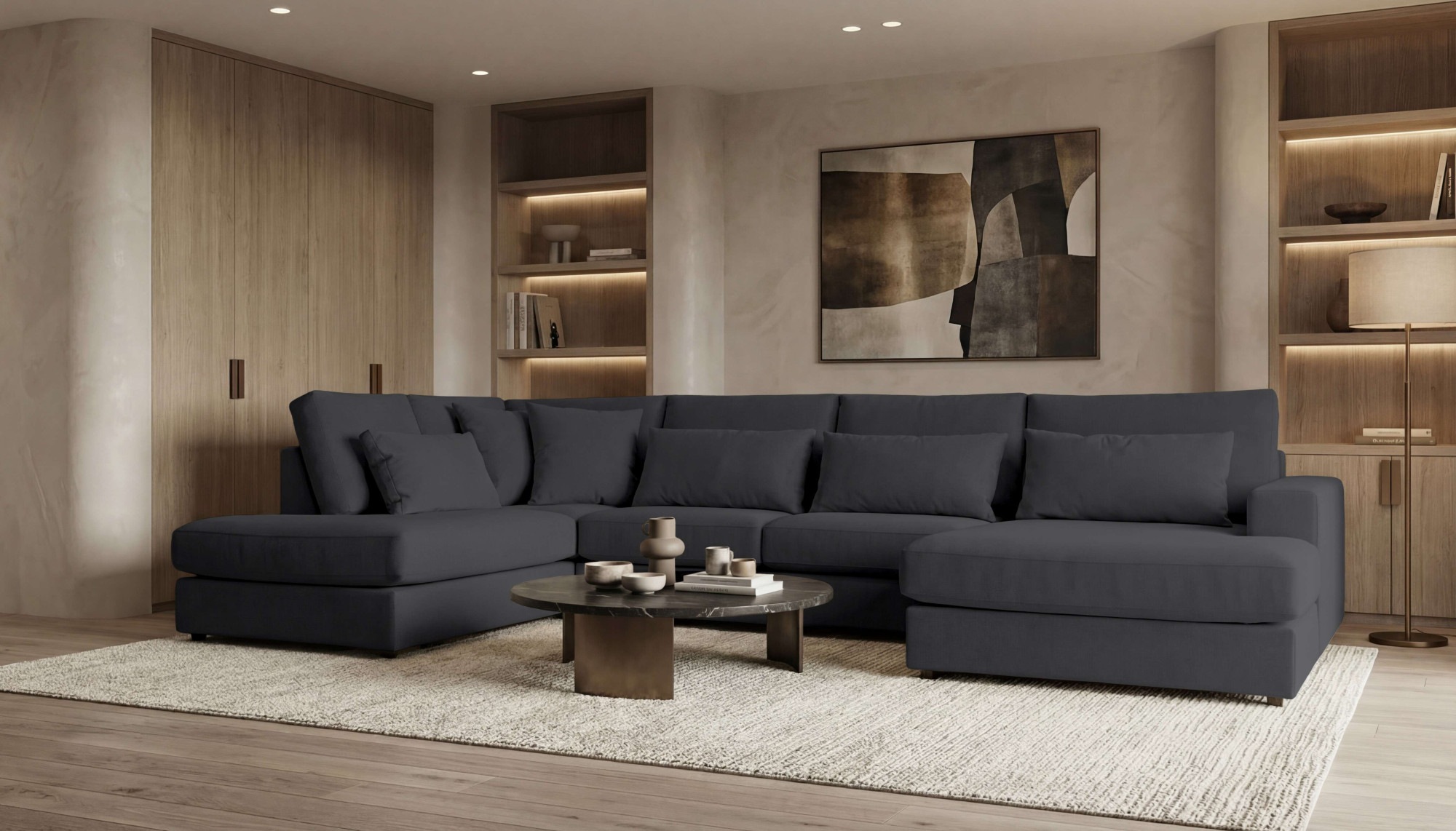 GOODproduct Paysage de salon »Nivette, weiches Chenille« Breite 386 cm, U-Form, bodentief, 6 Zierkissen inkl.