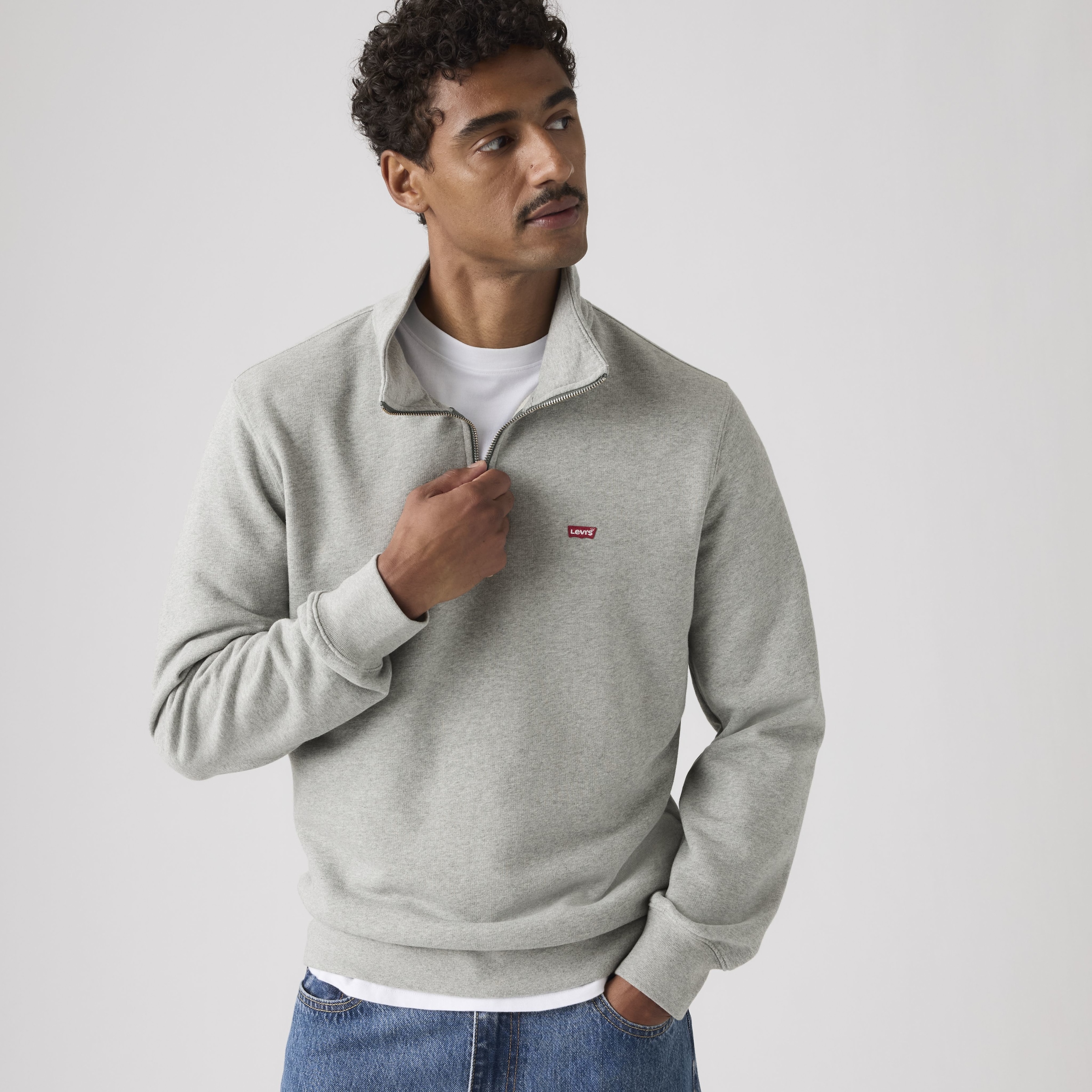 Image of Levis Sweatshirt "ORIGINAL HM 1/4 ZIP", mit Troyer-Kragen und Logo-Stickerei