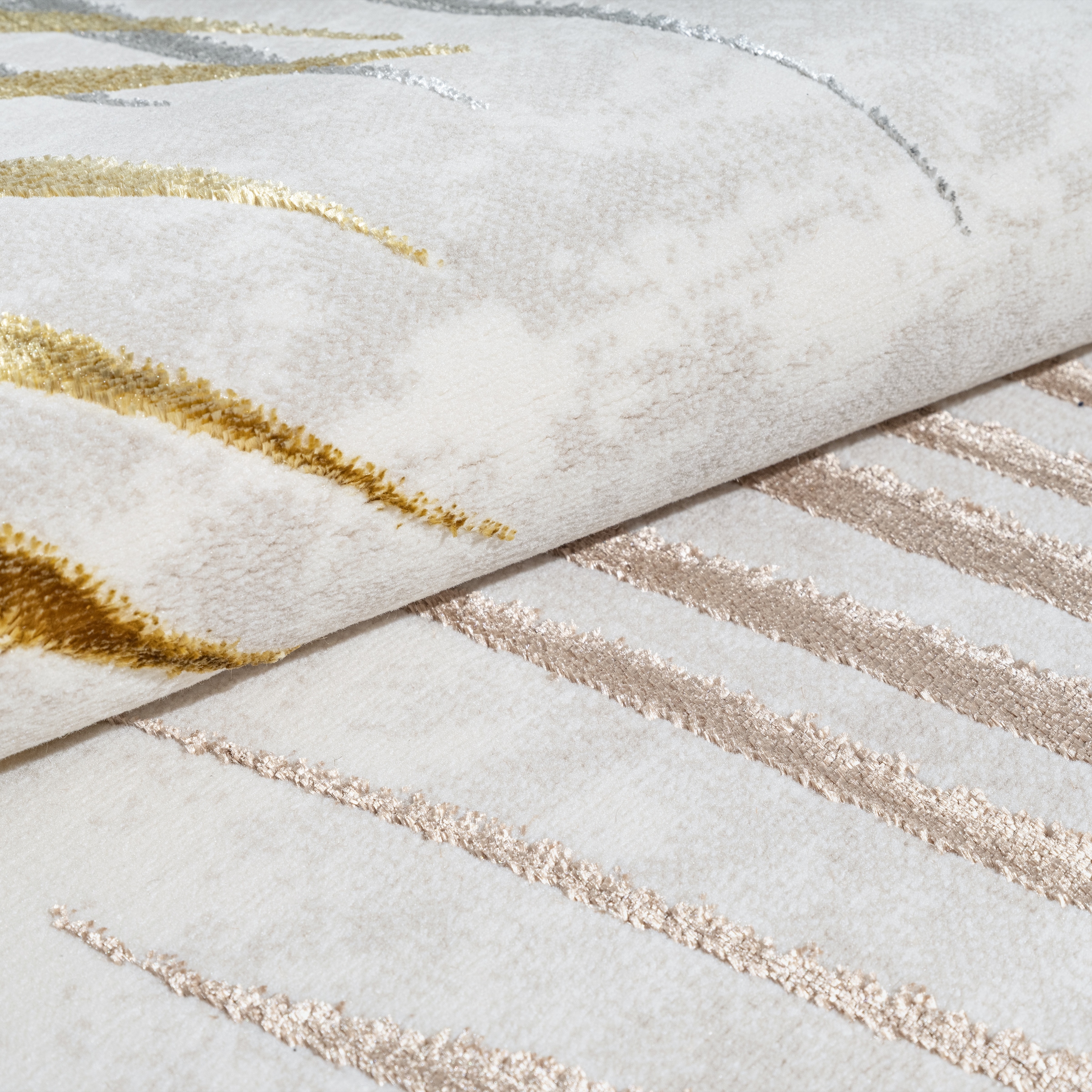 GOODproduct Teppich »Luvvi« rechteckig 8 mm Höhe Kurzflor, modernes Blätter Design, Hoch-Tief-Struktur, Wohnzimmer