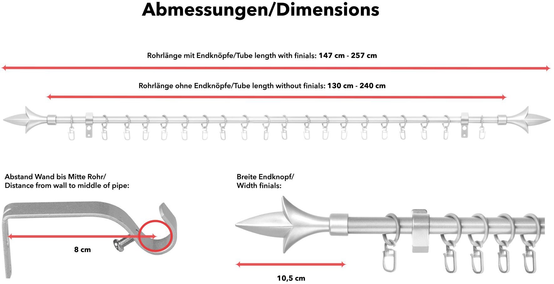 LICHTBLICK ORIGINAL Gardinenstange »Gardinenstange Lilie, 16 mm, ausziehbar« 1 läufig-läufig