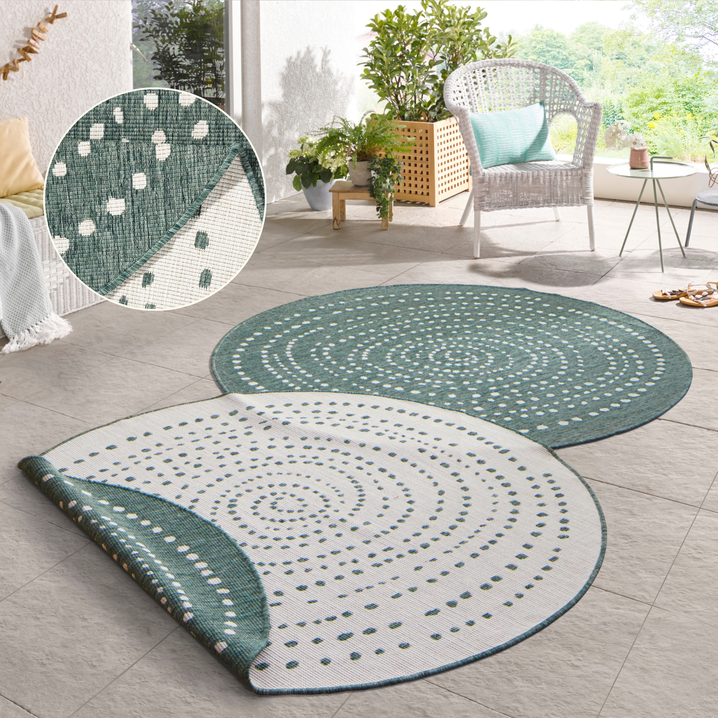 HANSE Home Teppich »Bali  Wendeteppich« rund 5 mm Höhe In-& Outdoor, Wetterfest, Balkon, Garten, Wohnzimmer, Wasserfest