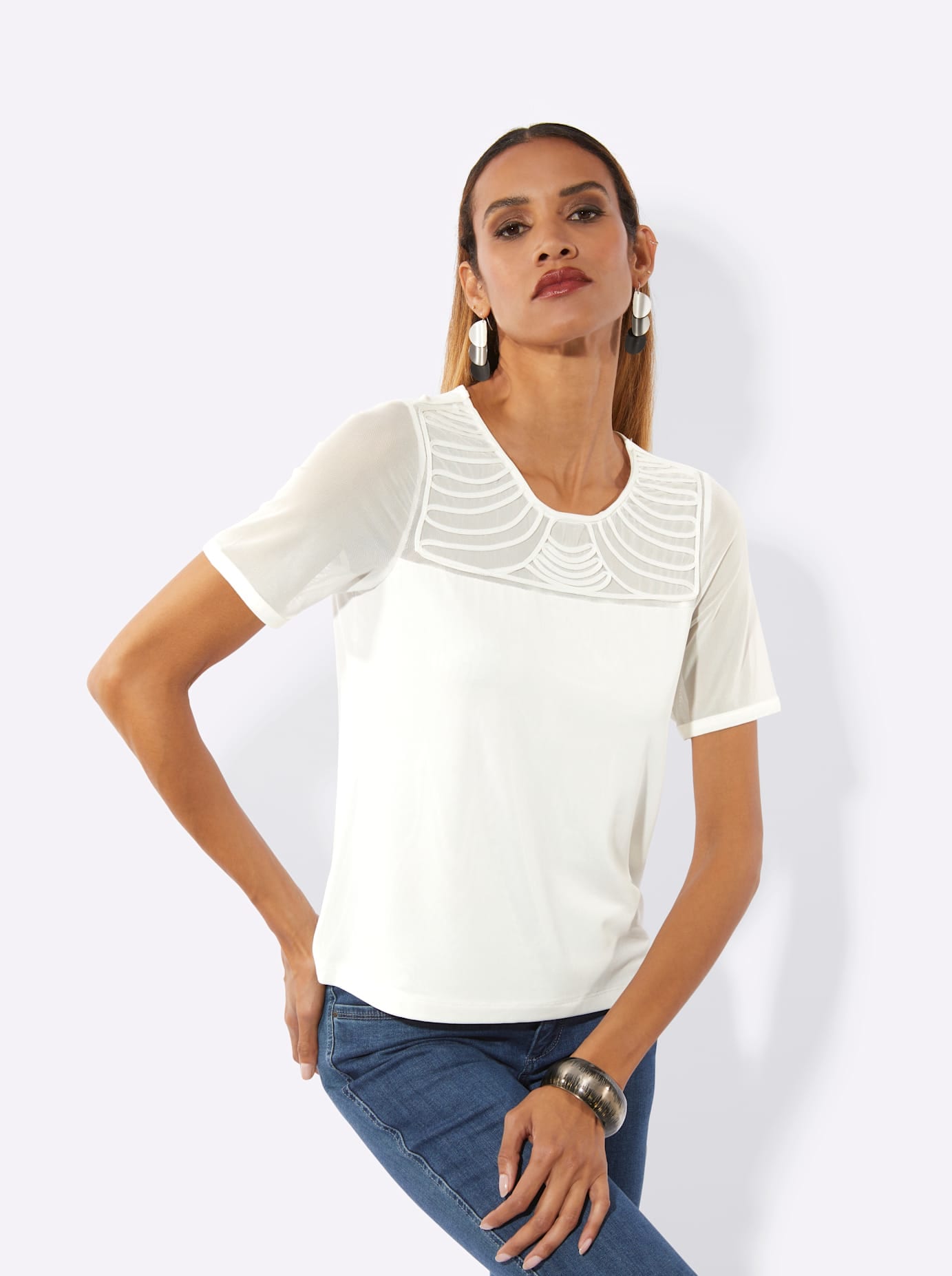 creation L Kurzarmshirt »Mesh-Shirt« 1 tlg.