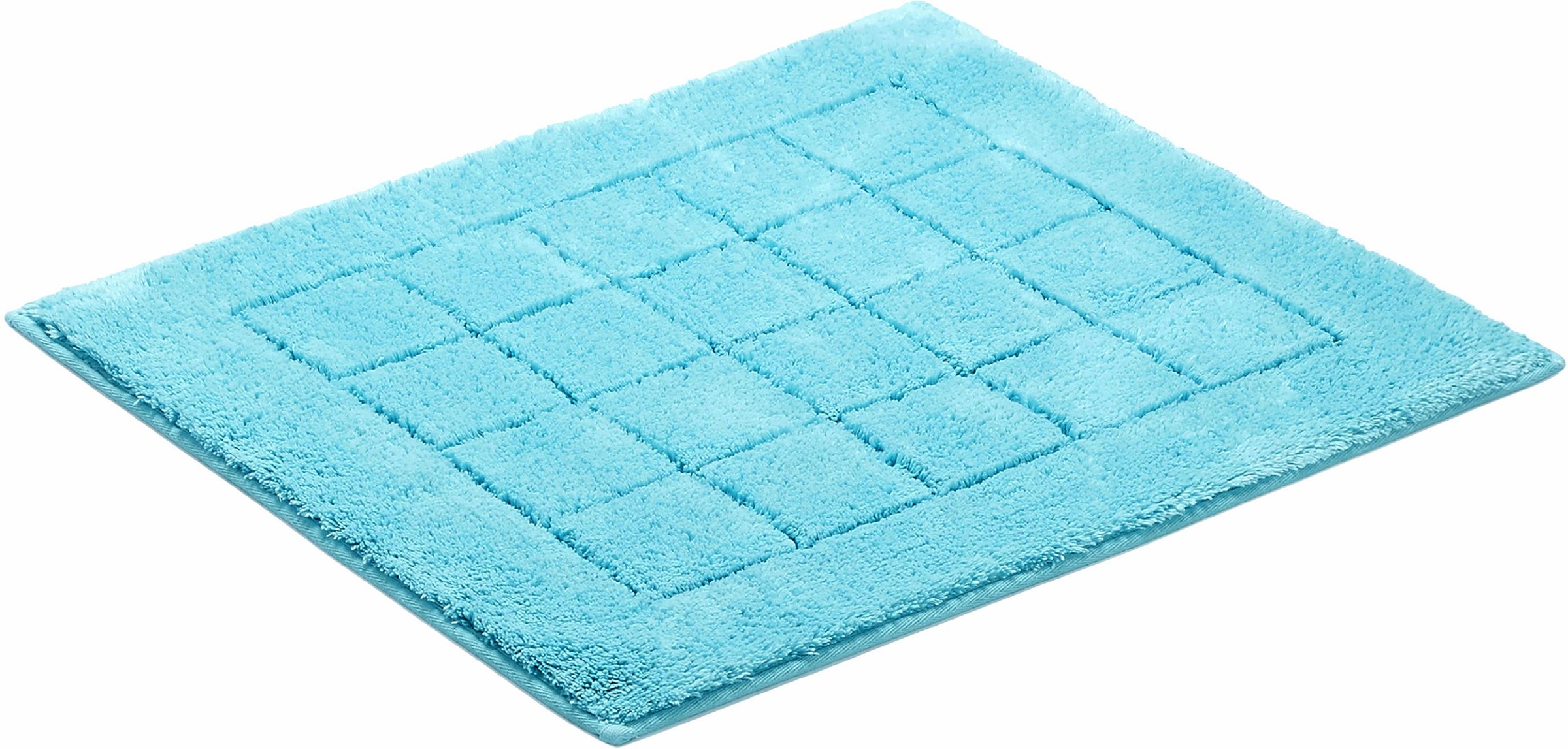 Vossen Badematte »Exclusive«, rutschhemmend beschichtet, fussbodenheizungsgeeignet, Badteppich, Uni-Farben, Karo Muster, Hoch-Tief Effekt, reine Baumwolle