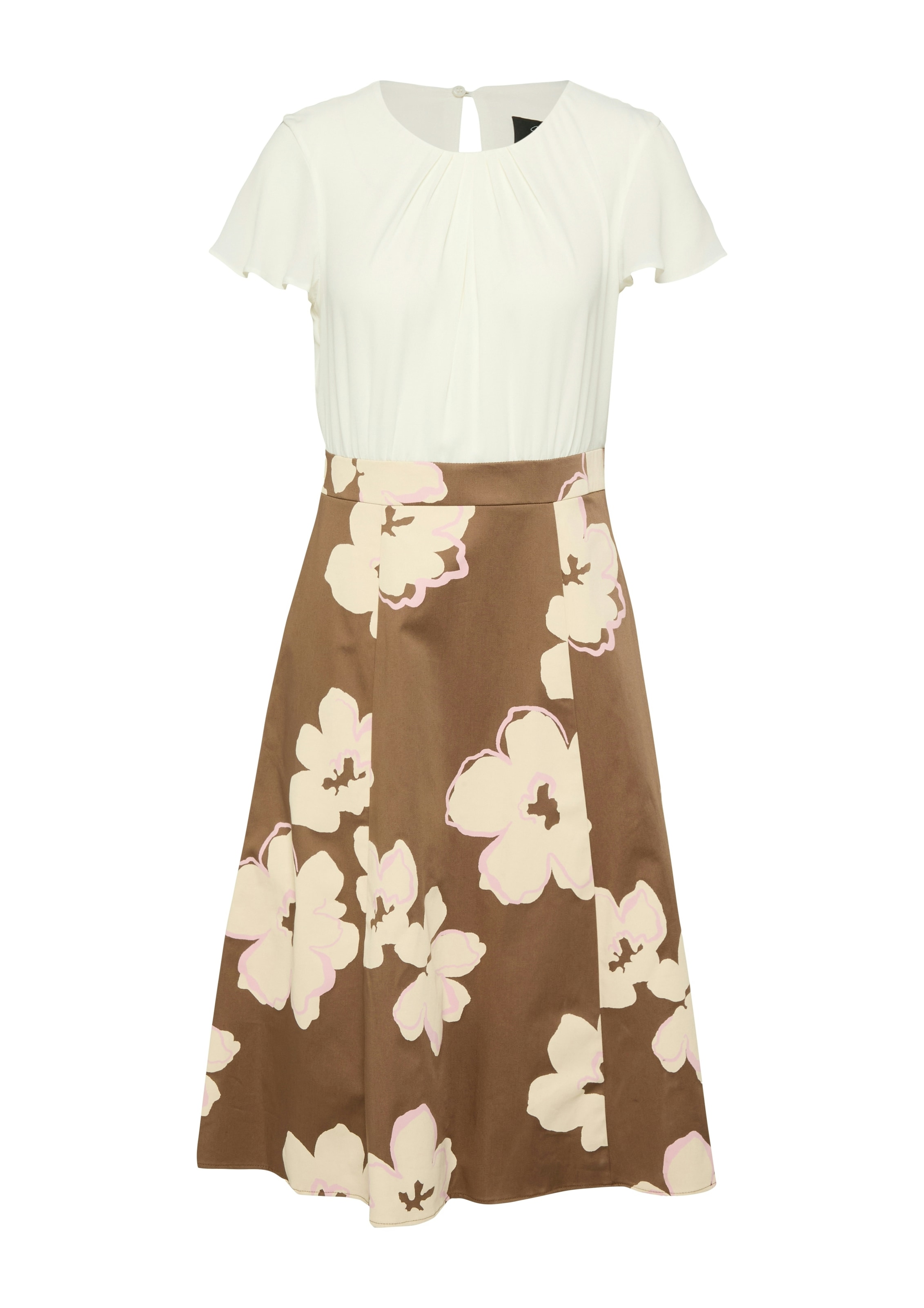 s.Oliver BLACK LABEL Robe fourreau Sans poches Robe fourreau cintrée en mélange coton-élasthanne à fleurs
