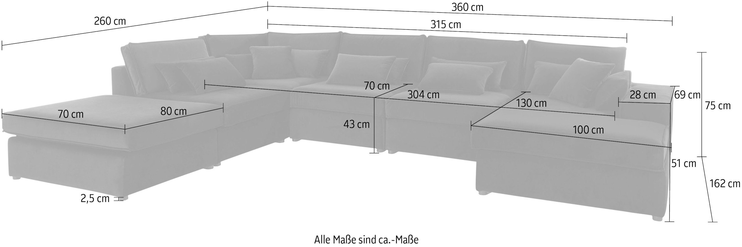 RAUM.ID Wohnlandschaft Florid, in verschiedenen Stoffqualitäten und Farben