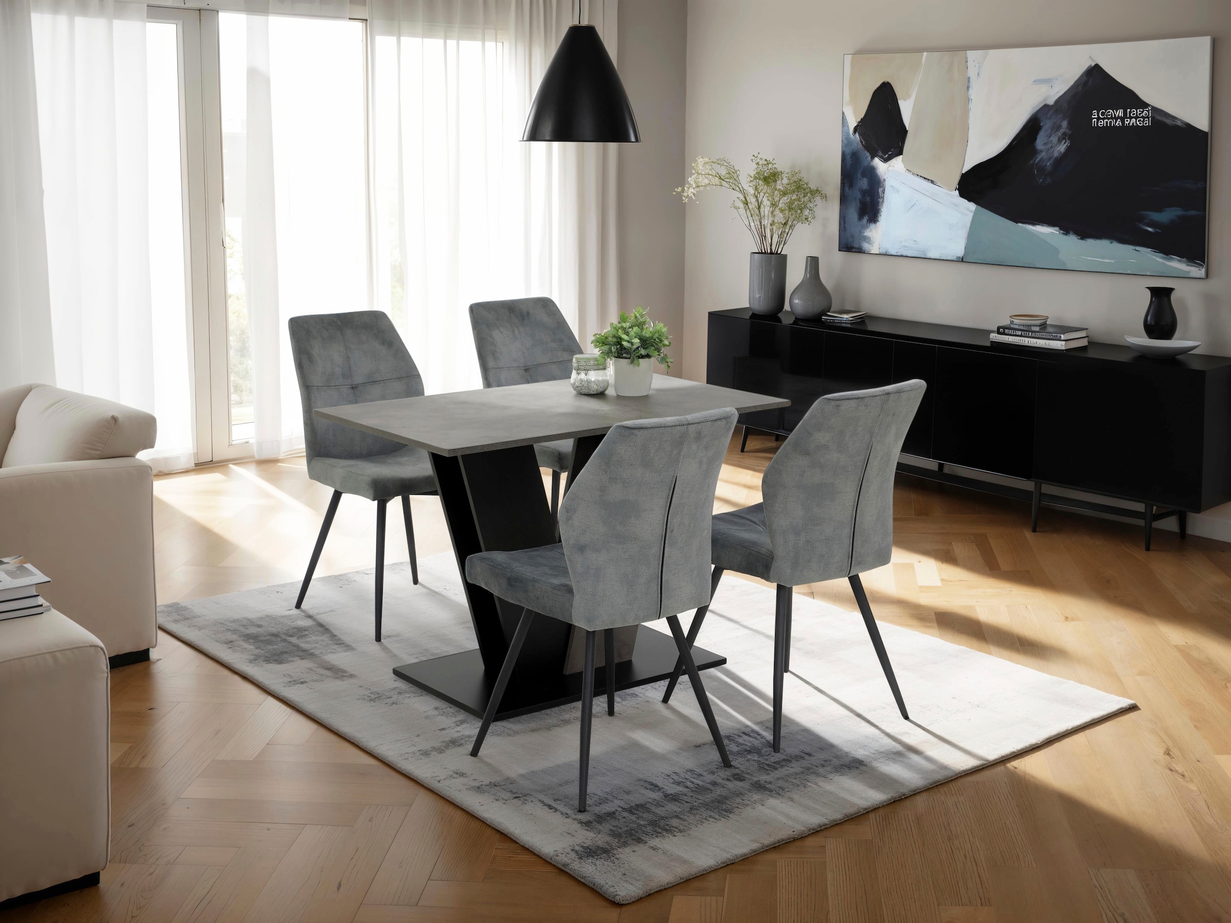 HELA 4-Fussstuhl »ALLY« (Set) 2 Stk. Microfaser VINTAGE | Polyester 4-Fuss, 360° drehbar, gepolstert, Vintage Velvet mit Steppnähten