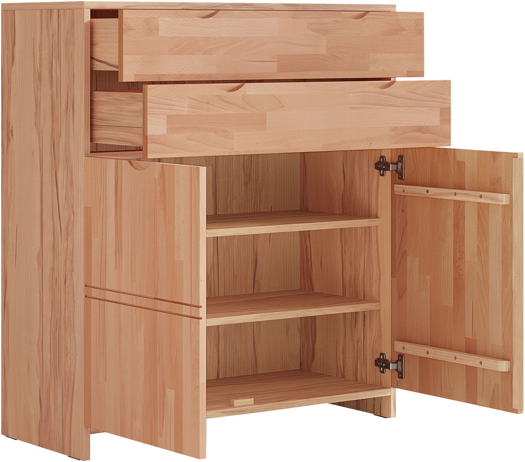 GOODproduct Buffet haut »Maximus: 3 geräumige Fächer, 2 Softclose Schubladen,Hochwertig,Zeitlos« B/T/H: 96/38/107cm, Massivzholz Fronten&Oberdeckel, Korpus aus Melamin