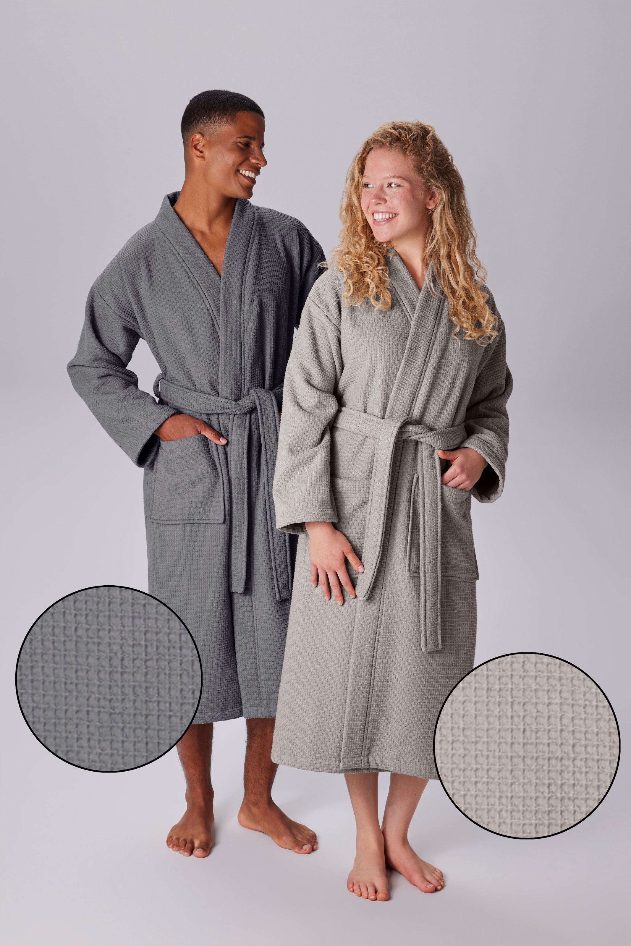 my home Unisex-Bademantel »Merida, Waffelpiqué, Premium Qualität, 500 g/m², Morgenmantel«, (1 St.), Hotelbademantel, dicke Qualität, S-2XL, auch ideal für Sauna & Spa