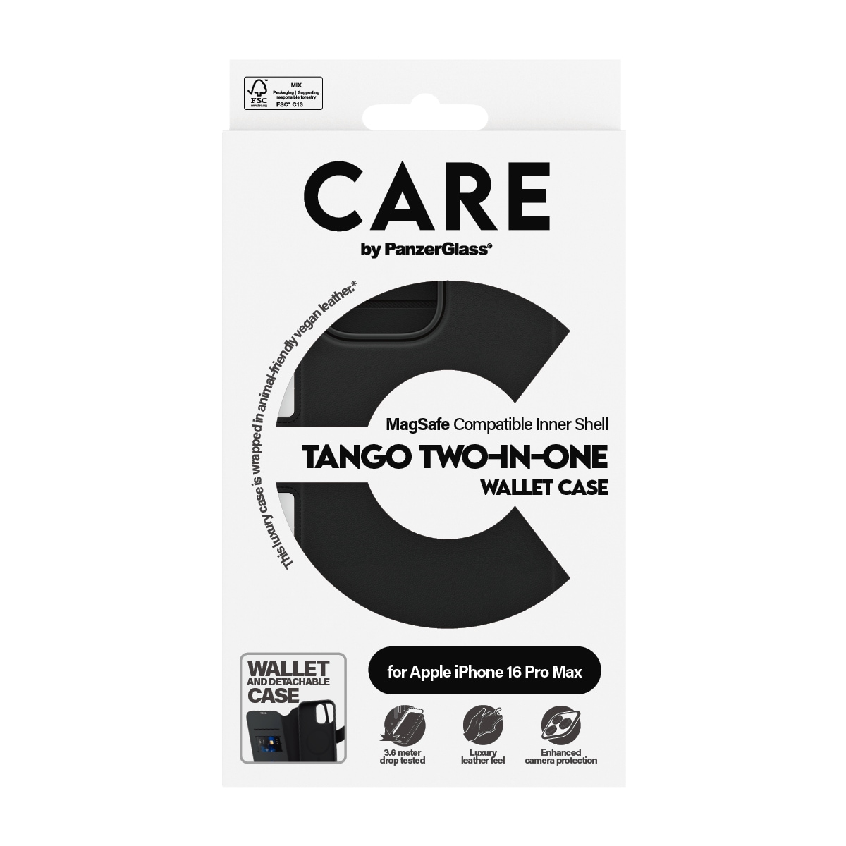 CARE by PanzerGlass Housse pour téléphone portable »Case Feature Tango 2-in-1 Wallet Case Apple iPhone 16 Pro Max« Backcover, Schutzhülle, Handyschutzhülle, Case, Schutzcase, stossfest