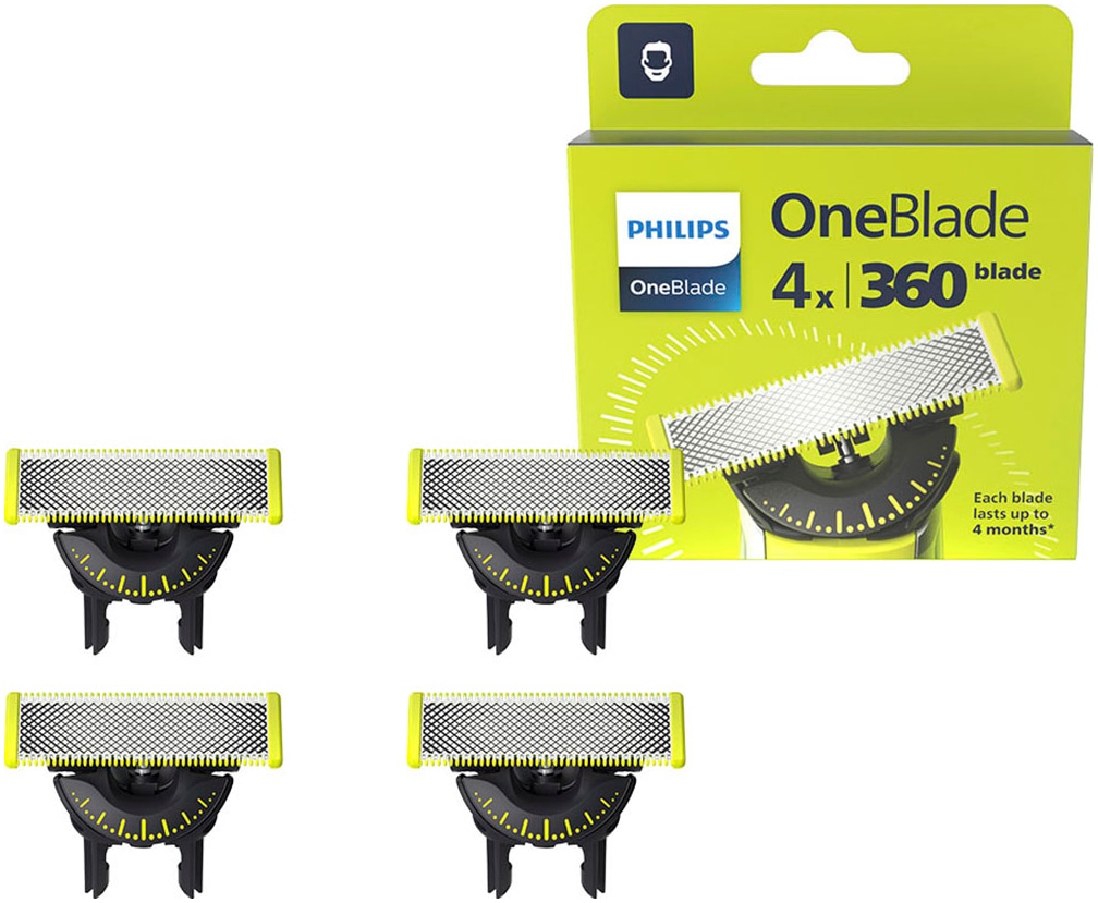 Philips Ersatzscherteile »OneBlade 360«, (4 St.), nass und trocken einsetzbar, hält bis zu 4 Monate