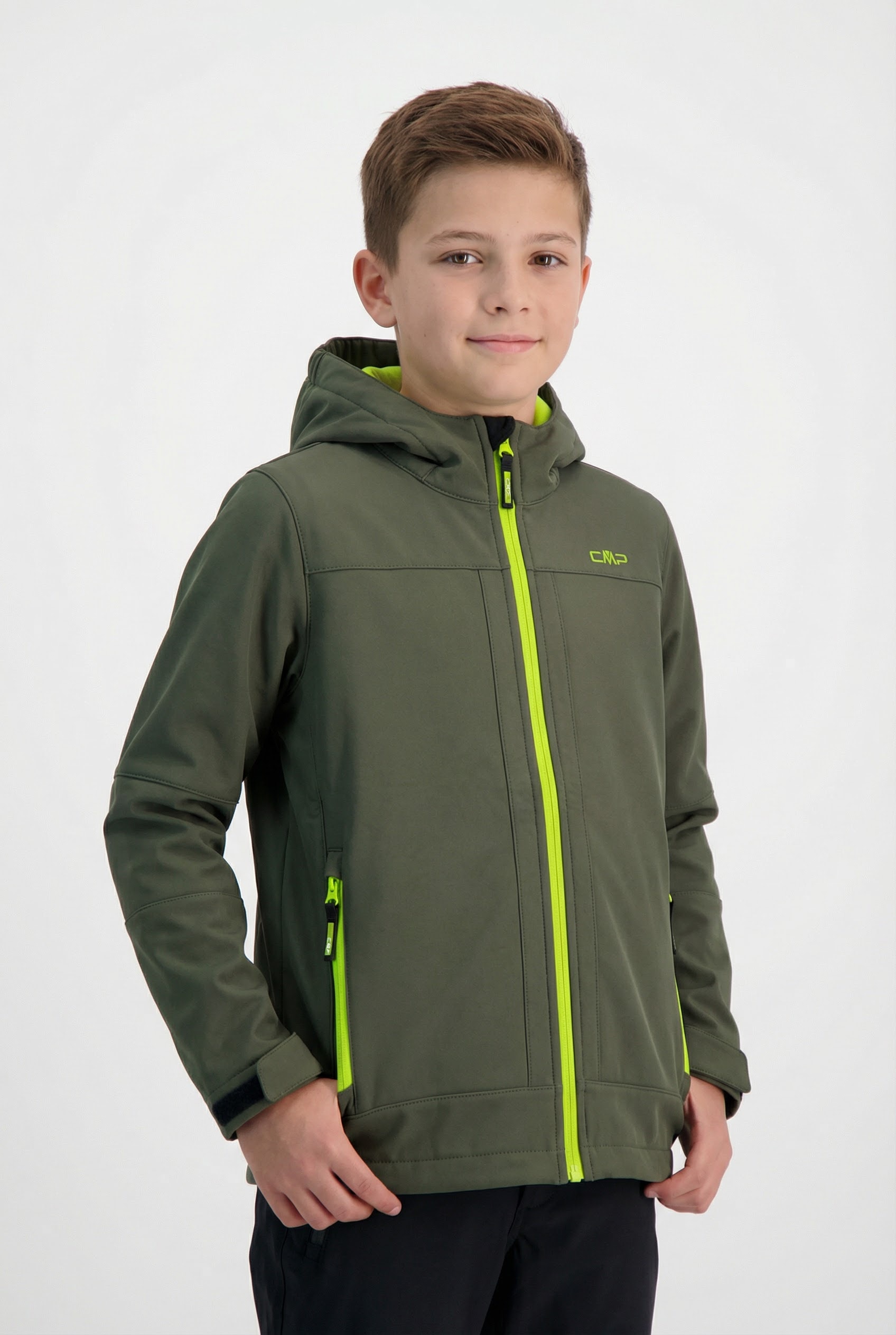 CMP Veste softshell »KID  SOFTSHELL JACKET FIX HOOD« avec capuche déperlant, coupe-vent, avec poches zippées