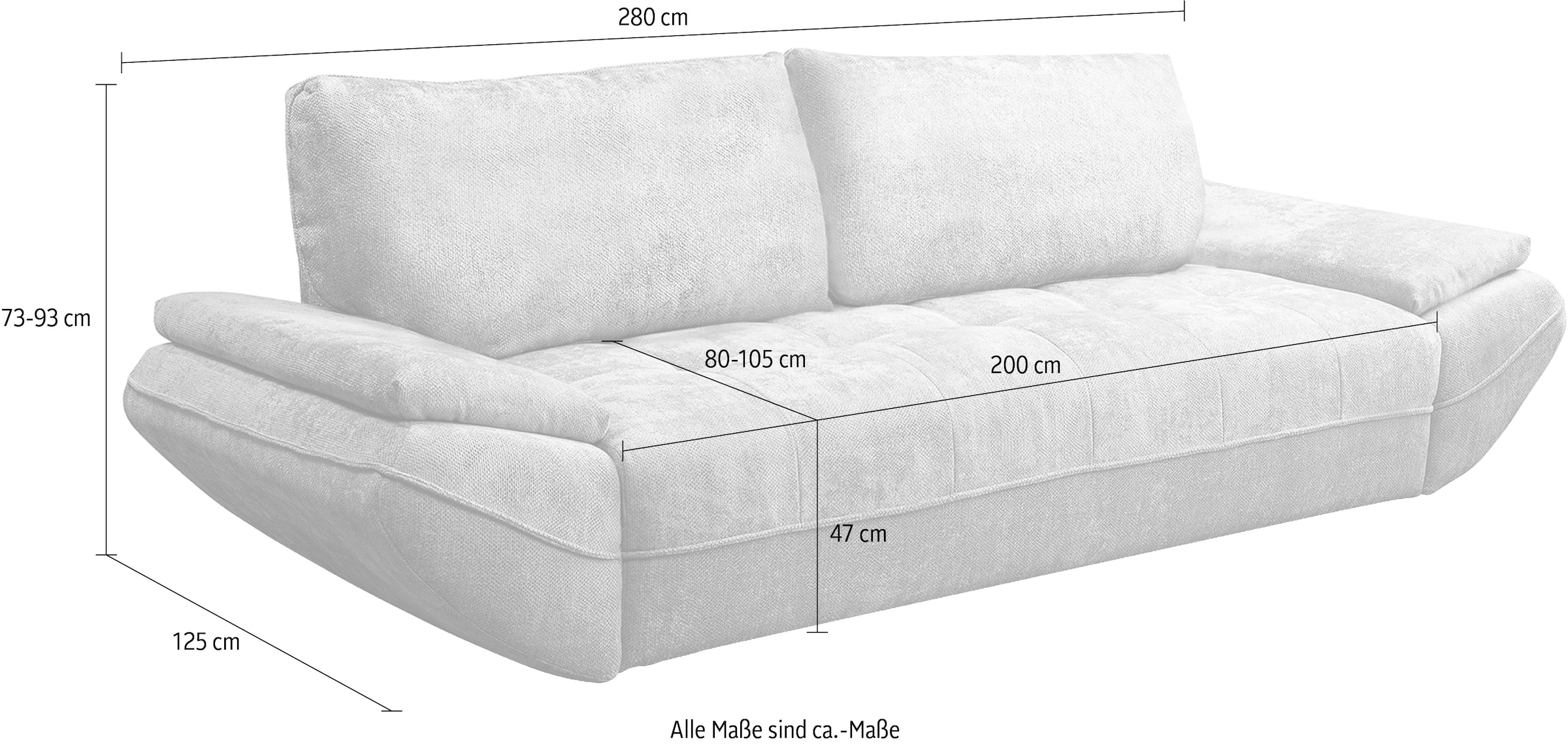 exxpo - sofa fashion Canapé Big incl. fonction lit et coffre, grand confort d'assise, matelassage sur l'assise