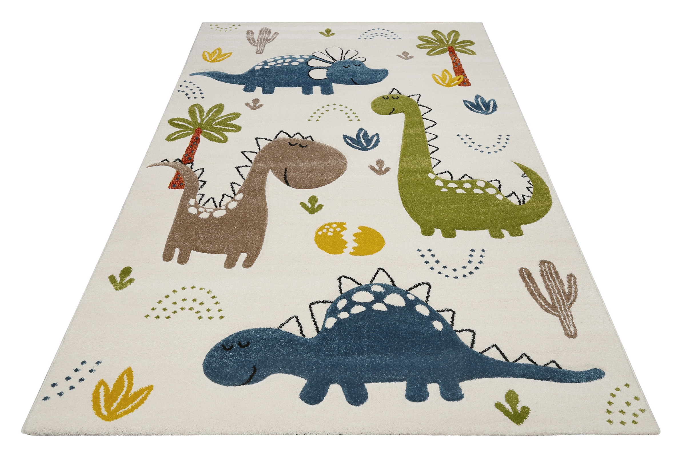 Image of SMART KIDS Kinderteppich "Dino & Friends" rechteckig 10 mm Höhe Moderner Spielteppich, strapazierfähig, pflegeleicht, Konturenschnitt