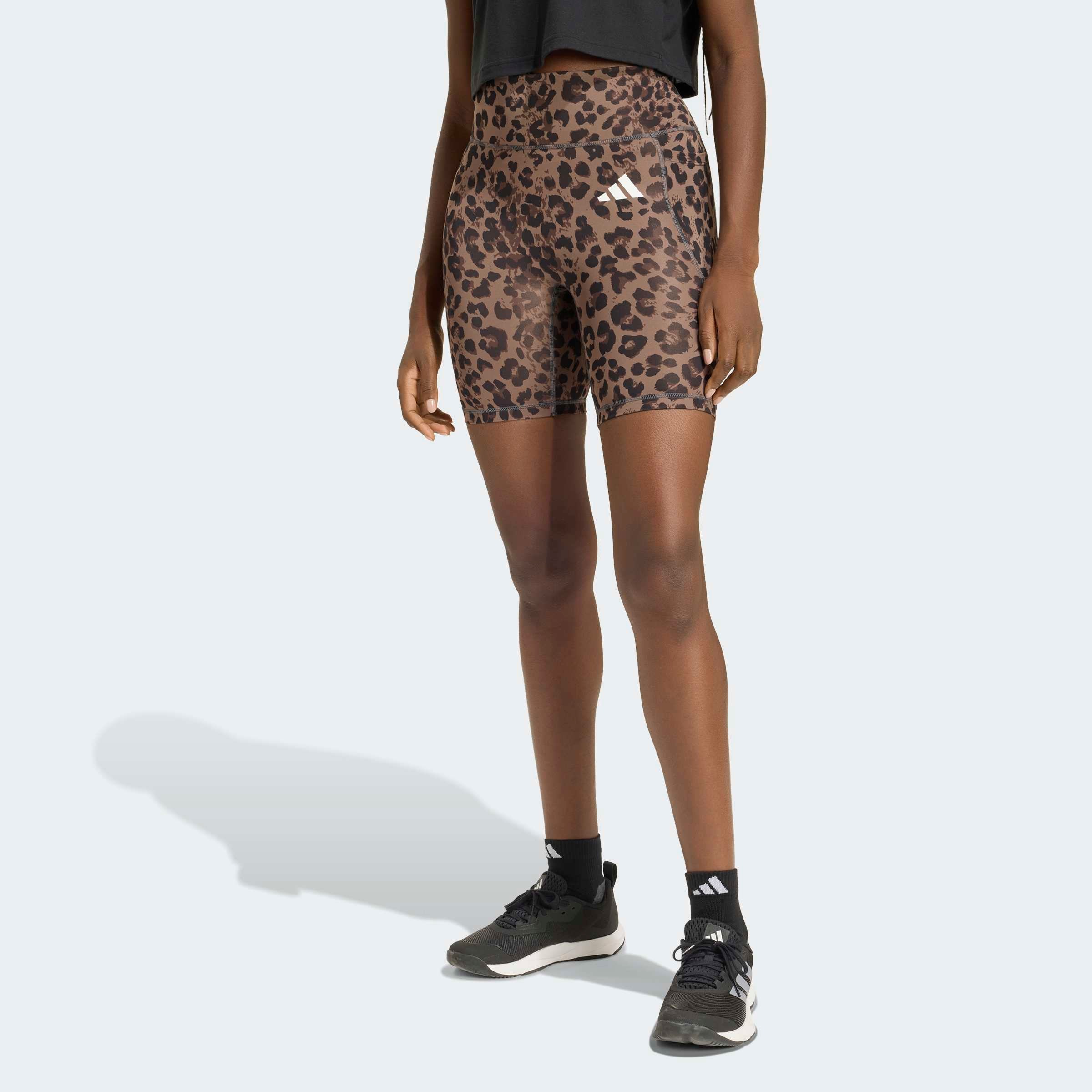 adidas Performance Short »OPTIME ESSENTIALS WORKOUT LEGGINGS, KURZ, LEOPARDENPRINT«