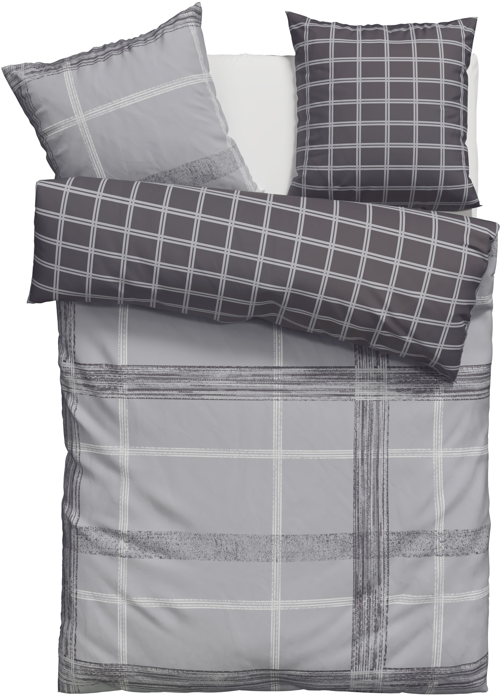 Bruno Banani Wendebettwäsche »Tova« 2 Stk. in Gr. 135x200 oder 155x220 cm, 100% Baumwolle, Karo-Design