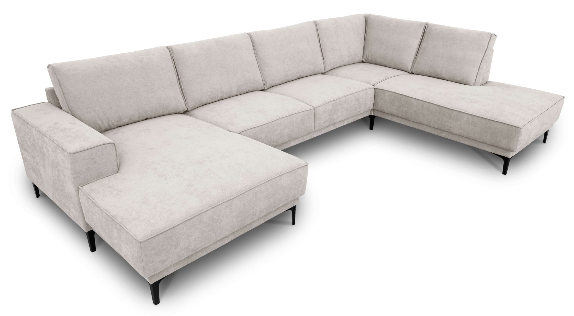 Places of Style Wohnlandschaft »XXL Sofa Oland, Struktur, Flachgewebe, Luxus-Microfaser, Boucle«, U-Form, 345 cm, Wellenunterfederung, Skandi-Design, Metallfüsse