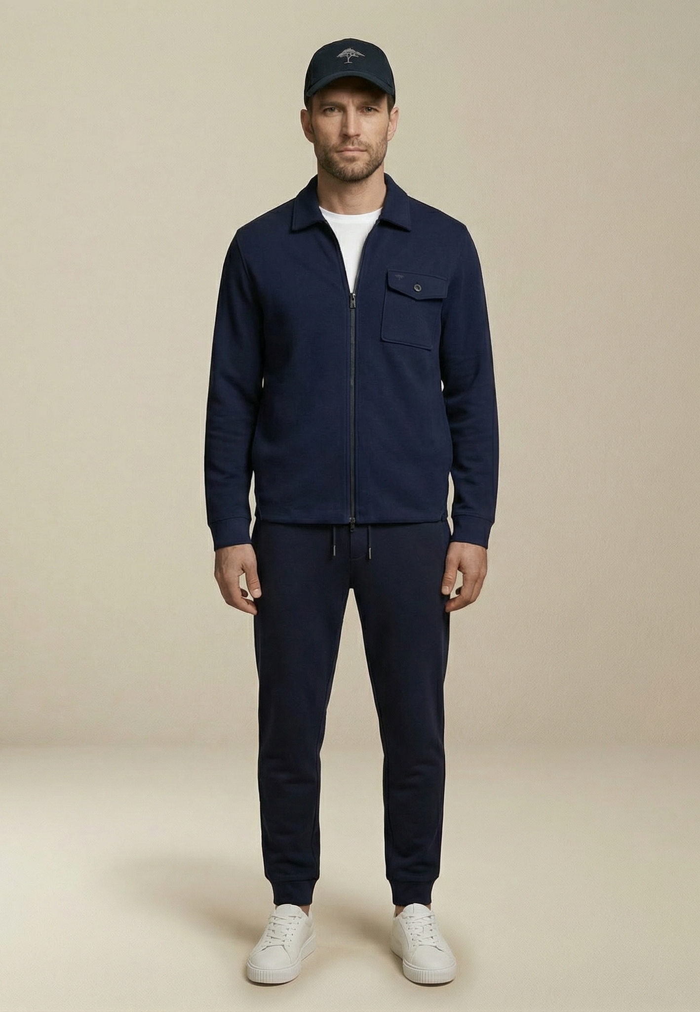 FYNCH-HATTON Veste courte ohne Kapuze Materialmix aus Polyester, Baumwolle und Elasthan, normale Passform