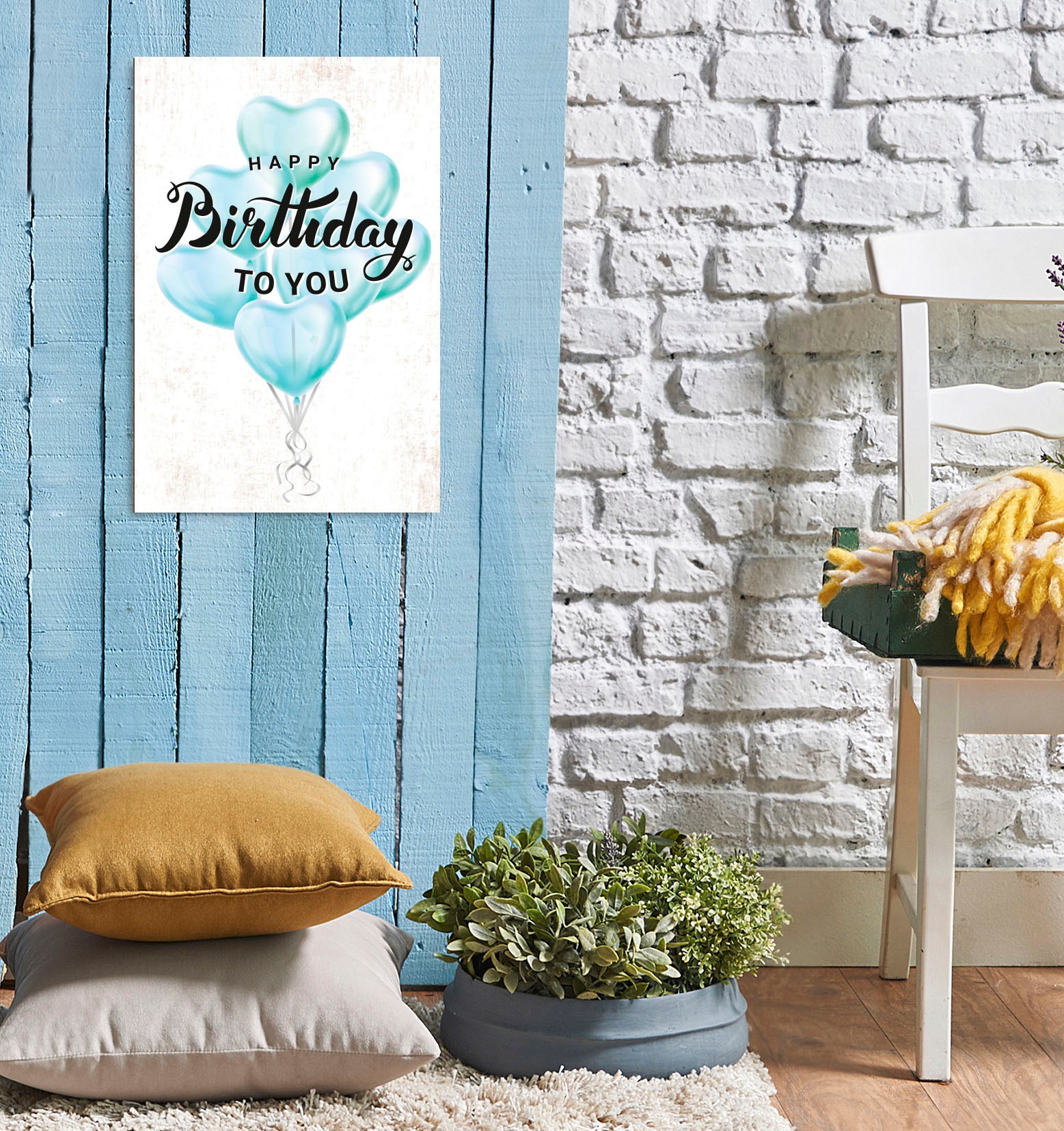 Image of queence Metallbild "Birthday Balloons" Luftballon Schriftzug Schriftzüge 1 Stk. tlg. Stahlschilder
