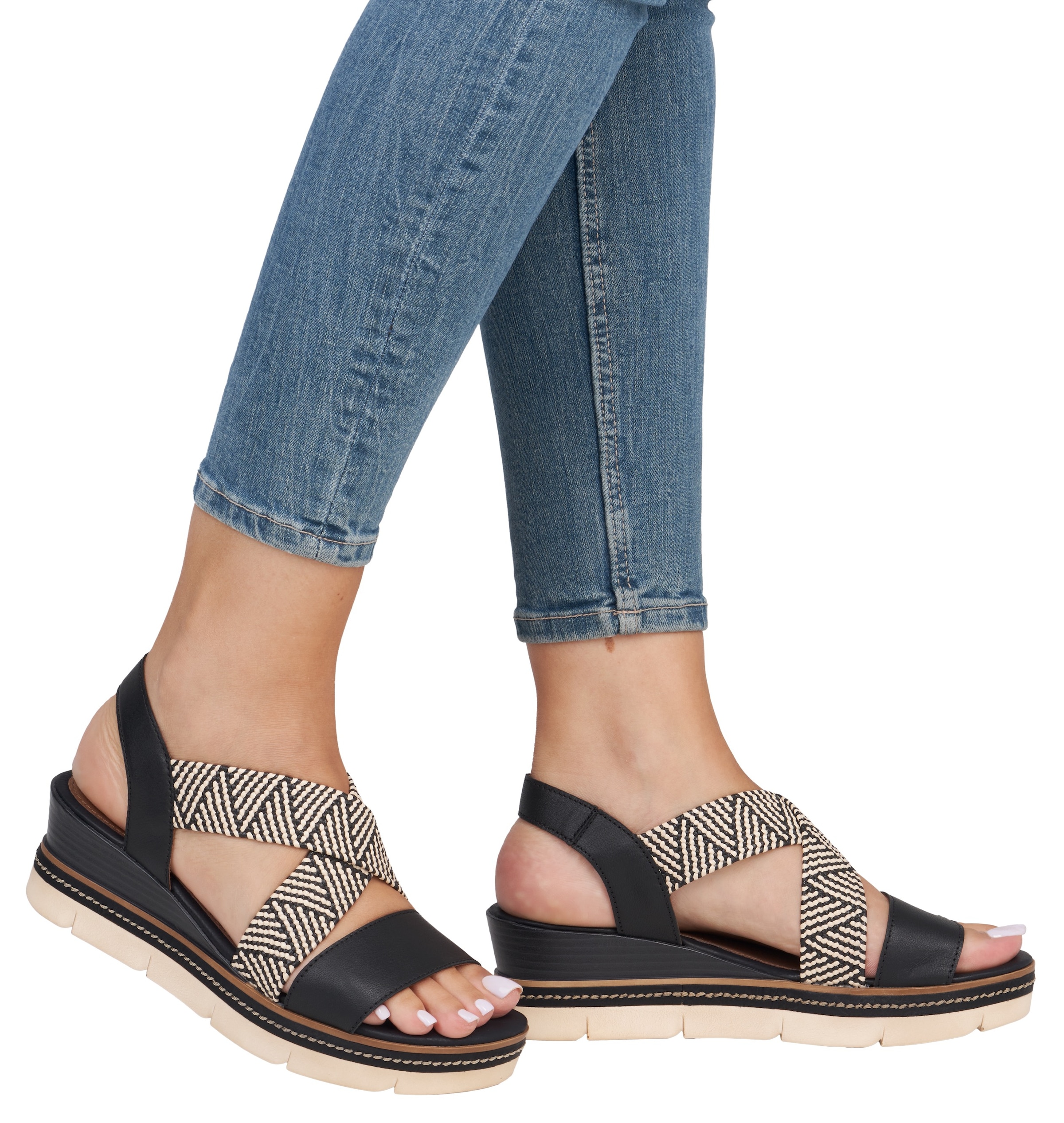 Remonte Sandales compensées  , Riemchensandale, Sommerschuh, Bequemschuh mit Muster