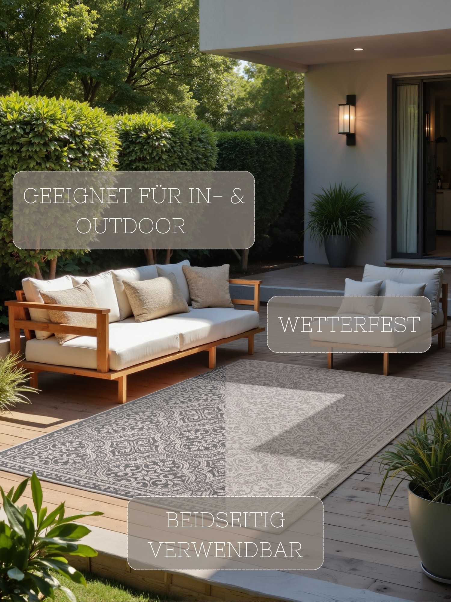 HANSE Home Outdoorteppich »Rosel Wendeteppich« rechteckig 5 mm Höhe In und Outdoor, Flachgewebe, wetterfest, pflegeleicht, robust