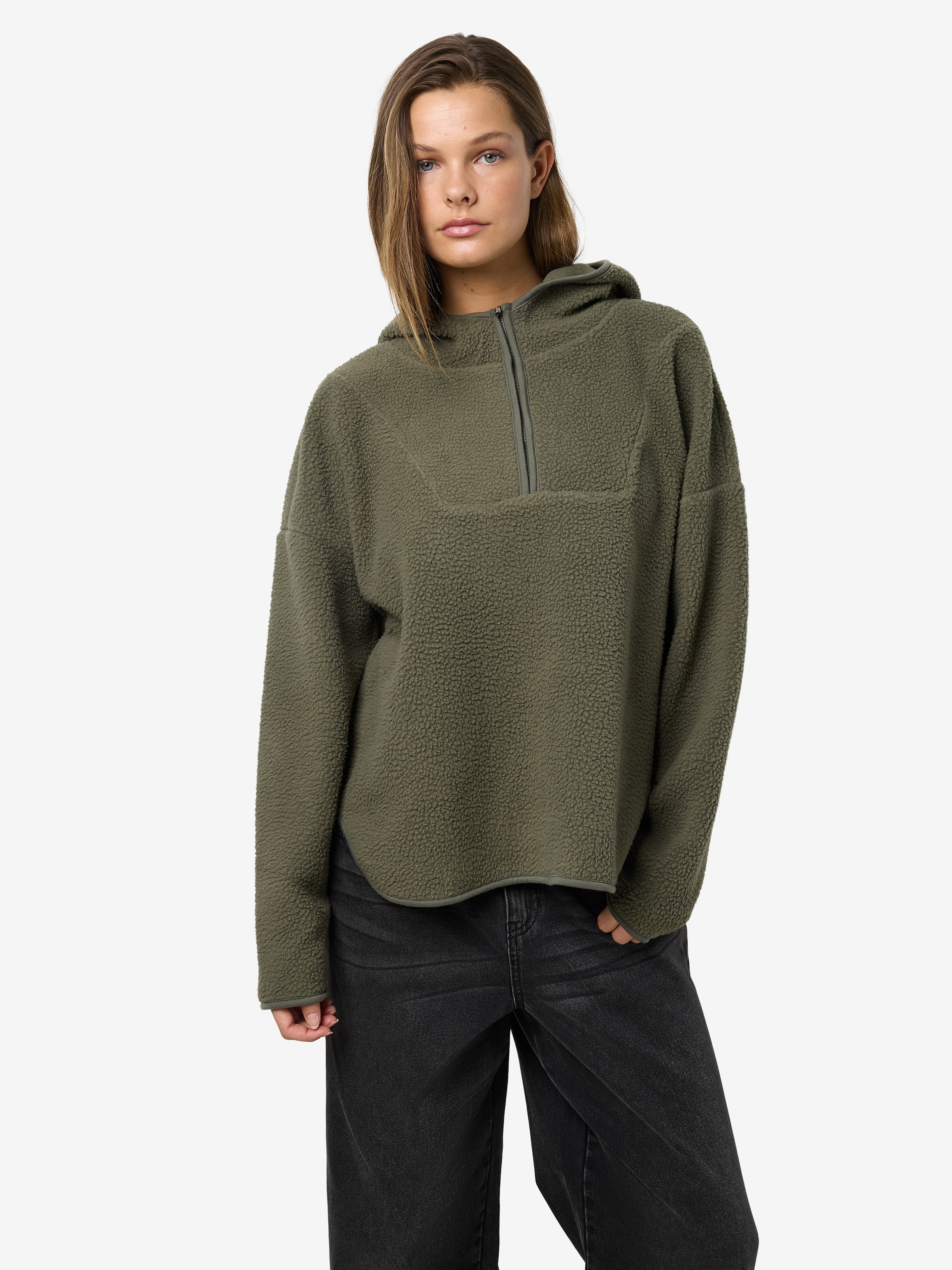 Noisy may Fleecepullover »NMCOZY L/S HALFWAY ZIP SWEATER JRS NOOS«, Polyester, relaxed fit
