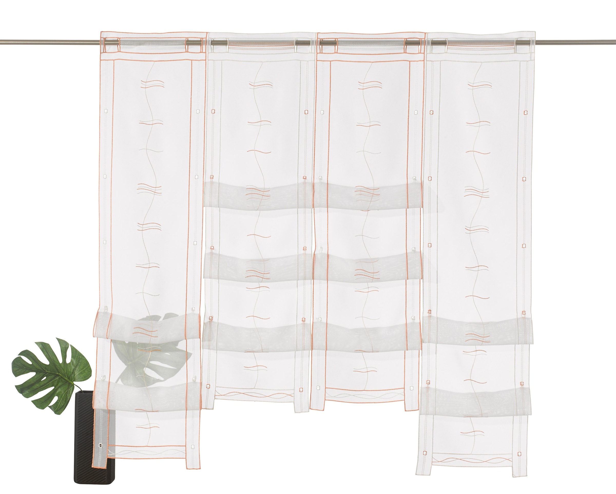 Image of Weckbrodt Scheibengardine "Selina" Stangendurchzug 1 Stk. tlg. Hochraff, Gardine, Voile, echte Stickerei, transparent, Store