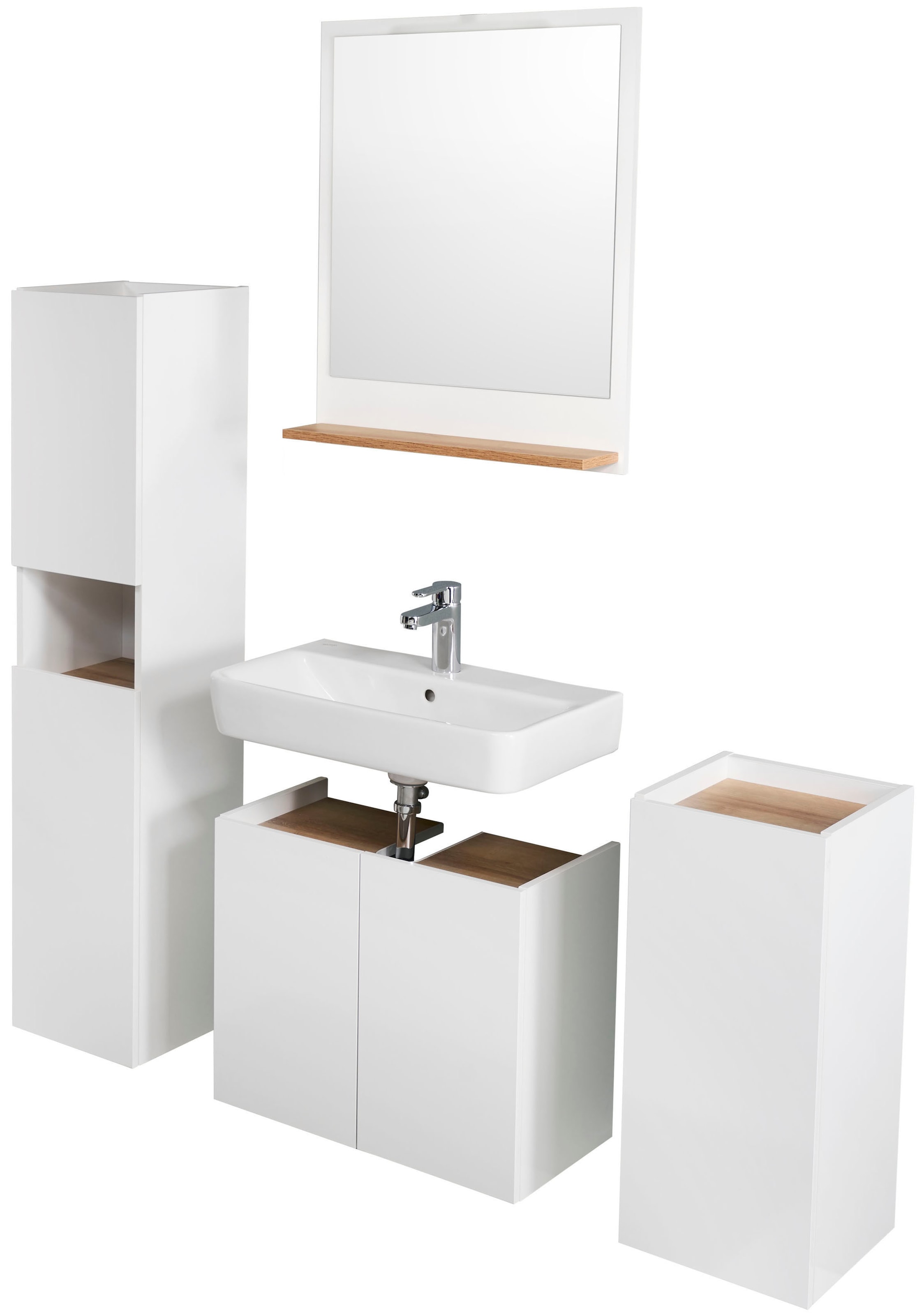 Saphir Badmöbel-Set »Quickset 947 4-teilig, Waschbeckenunterschrank mit Spiegel« 4 Stk. tlg.