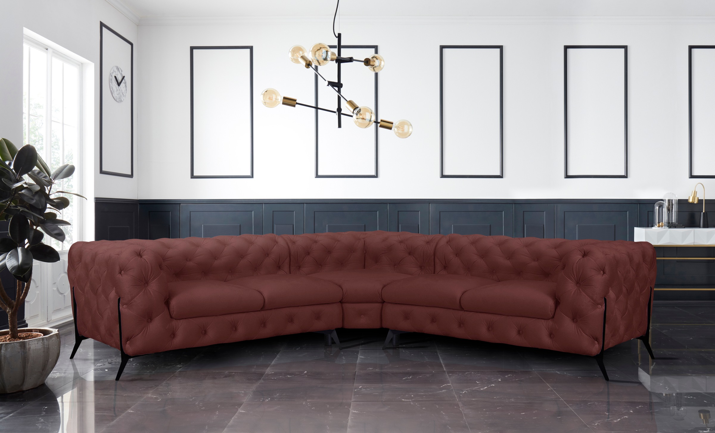 Home affaire Chesterfield-Sofa »Amaury L-Form« Chesterfield-Optik,  Breite/Tiefe je 262 cm, Fussfarbe wählbar