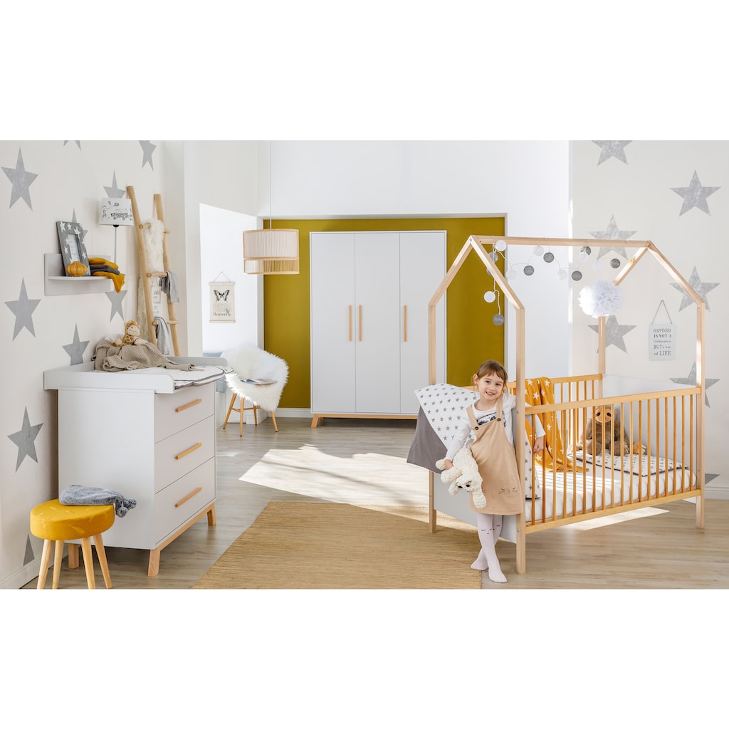 Schardt Babyzimmer-Komplettset »Sienna Grey«, (Set, 3 St., Hausbett, Schrank, Wickelkommode)