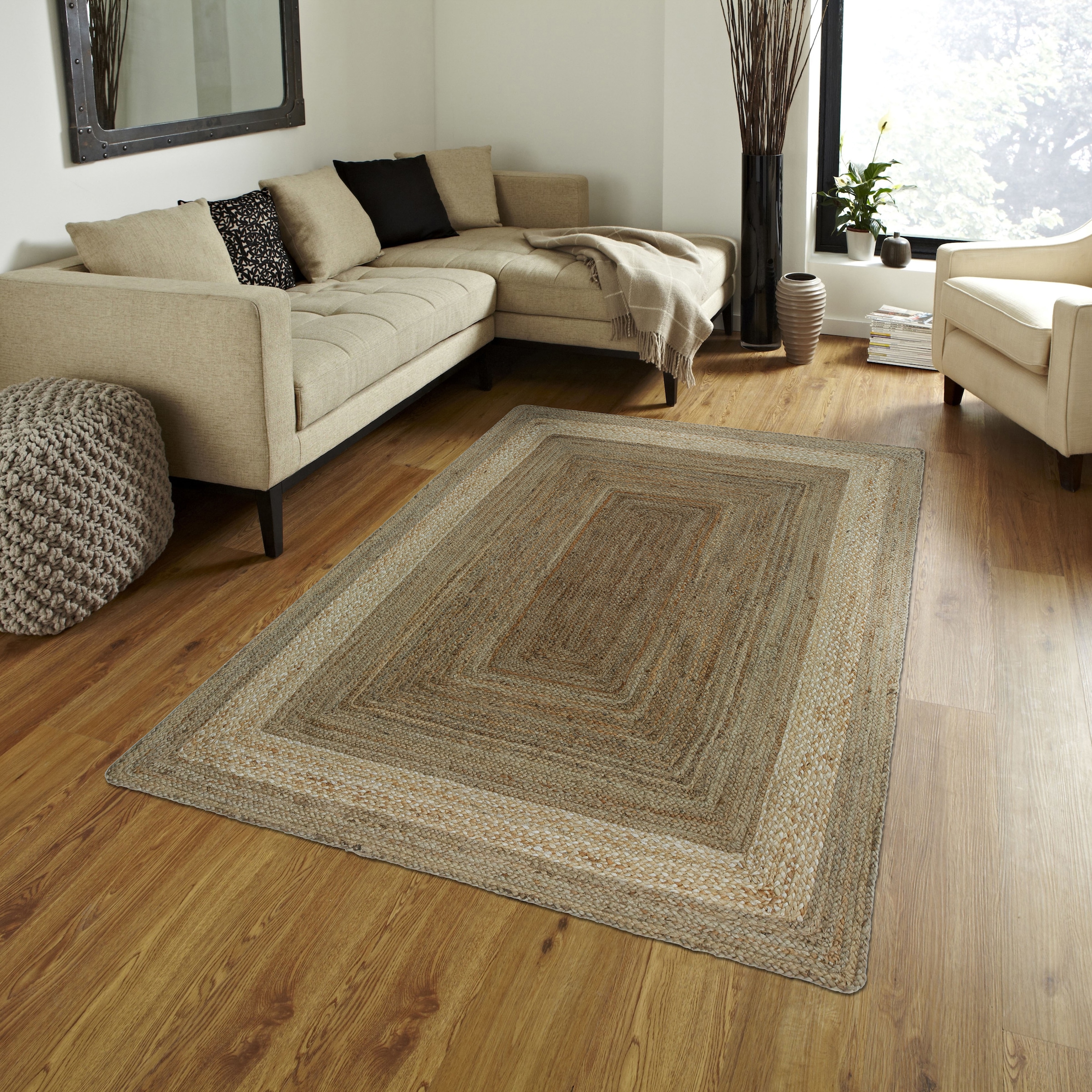 my home Teppich, rechteckig, bequem Jute, 100% Bordüre handgewebt, aus kaufen Naturprodukt