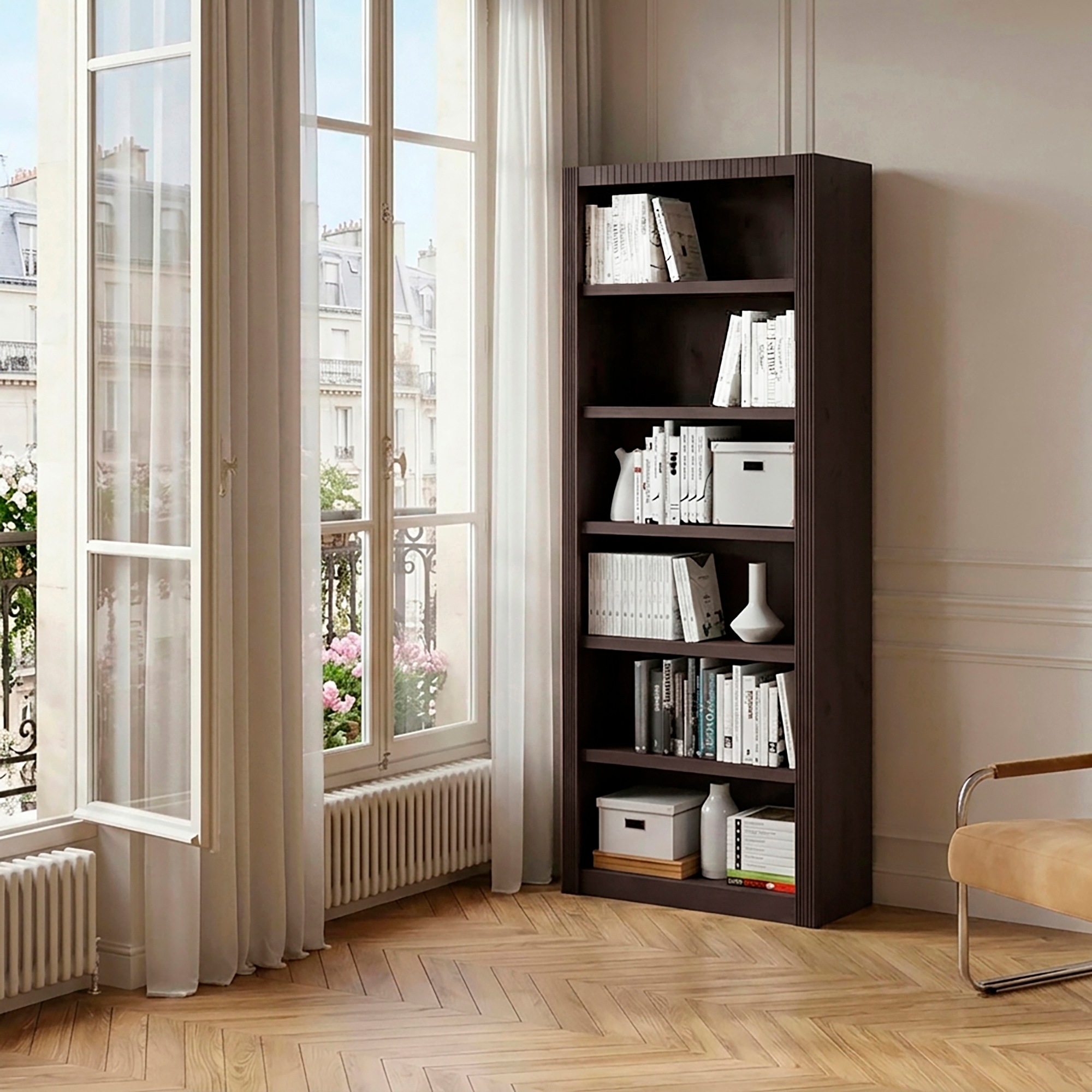 Image of GOODproduct Standregal "Bergen Bücherregal mit 5 Einlegeböden und einer natürlichen Maserung" aus massivem Kiefernholz mit 6 Fächern, 82,5cm breit