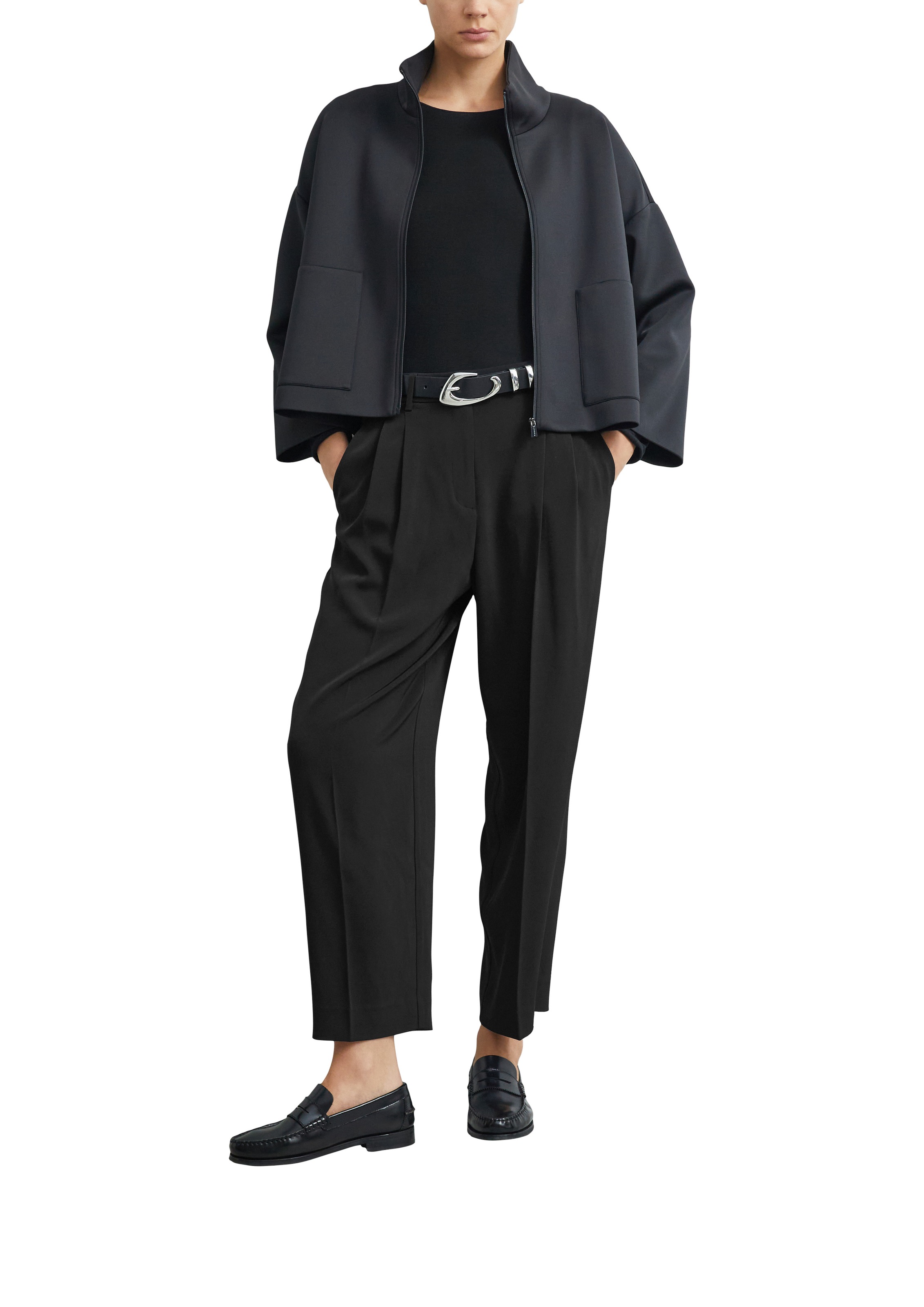 Comma Langarmshirt mit U-Boot-Ausschnitt / leicht transparent