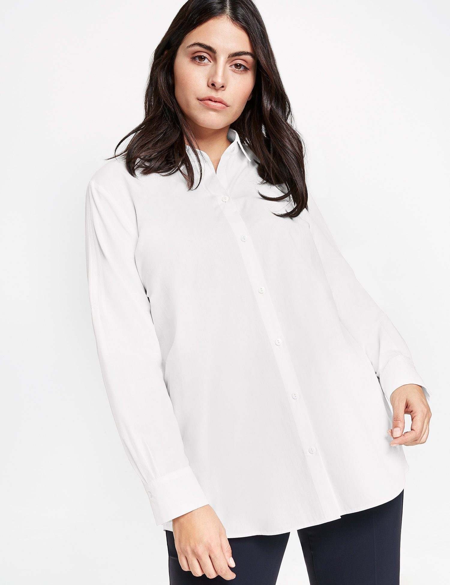 Bluse Langarm »Lange Hemdbluse aus Baumwolle«