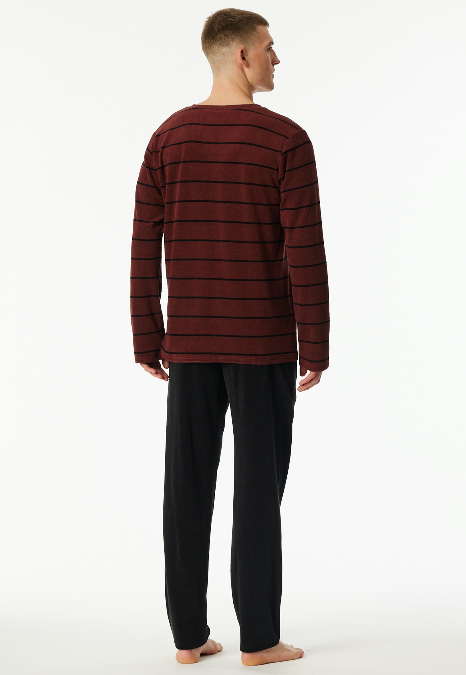 Schiesser Schlafanzug »Casual Nightwear« 2 Stk. tlg., seitliche Taschen, wärmend, Frottee, V-Ausschnitt, Langarm