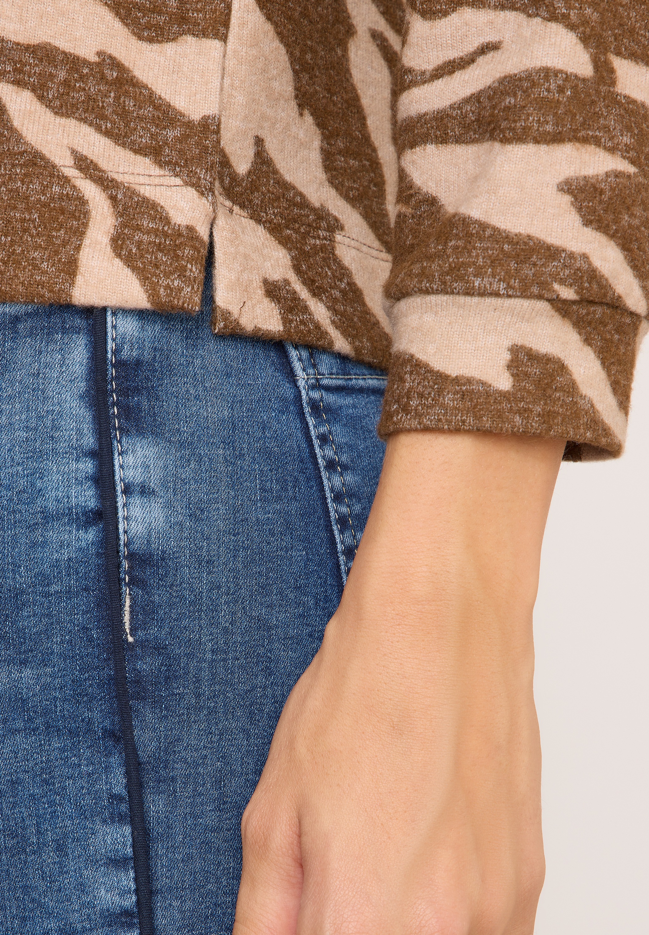 Cecil Sweater mit Animal-Print und in Melange-Optik