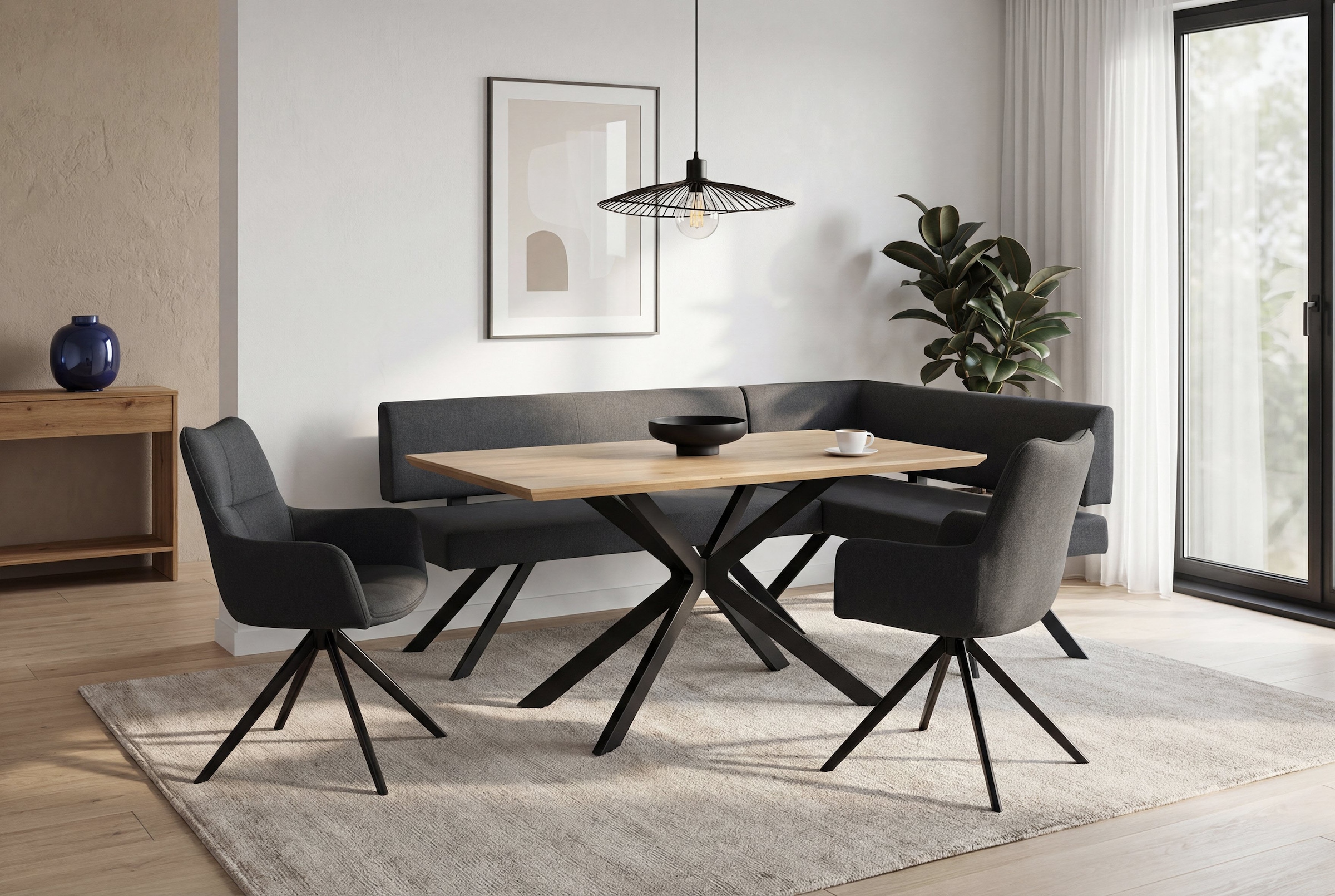 byLIVING Chaise de salle à manger »HAMILTON« (Ensemble) 2 cuisWebstoff, bis 110 kg, 360° drehbar, Schaumstoff, 4er Kreuzgestell