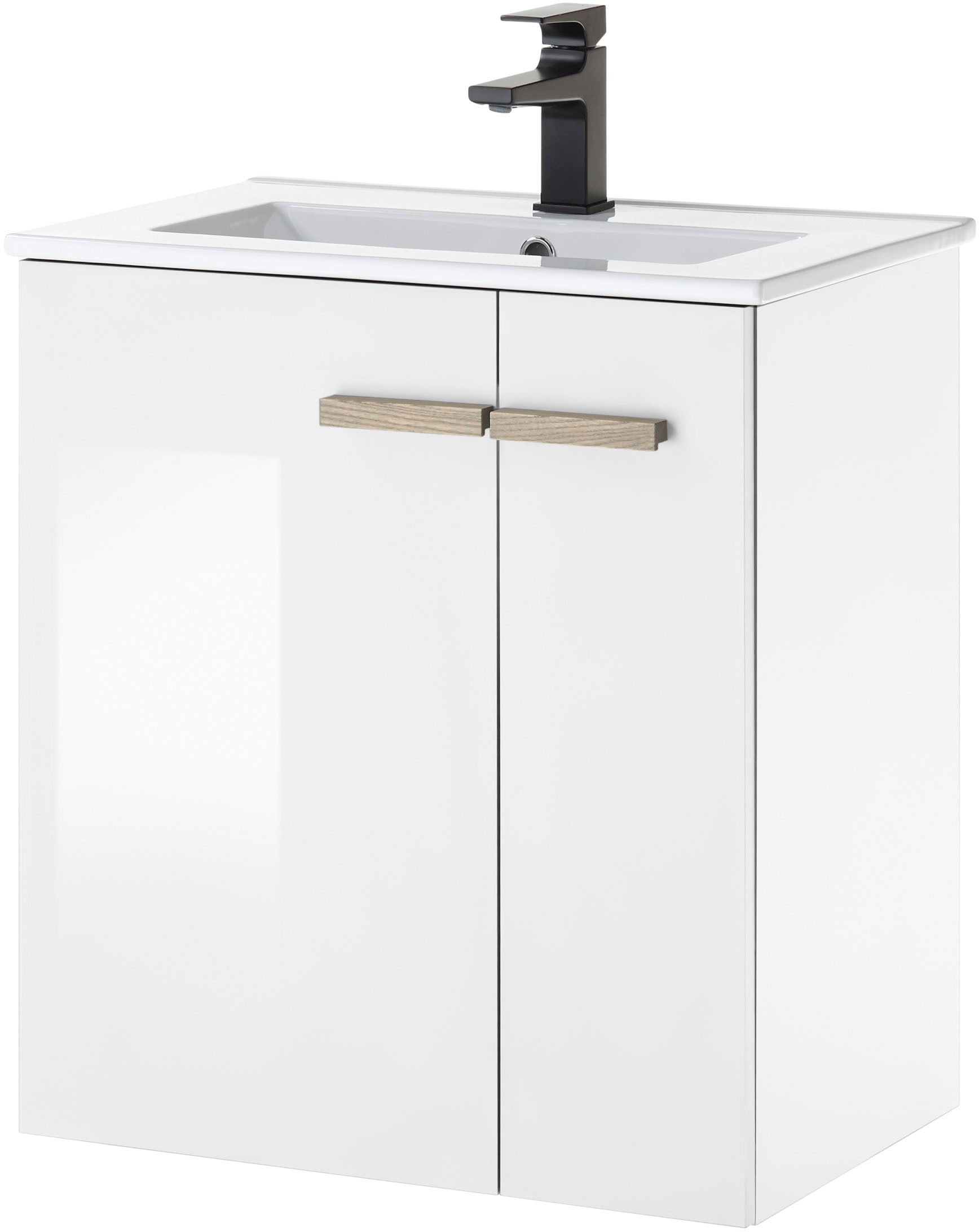 Image of Home affaire Waschtisch "SOLiD, Unterschrank inkl. Waschbecken, Badschrank mit Holzgriffe" in zwei Farben verfügbar, inkl. Waschbecken, Breite 60 cm