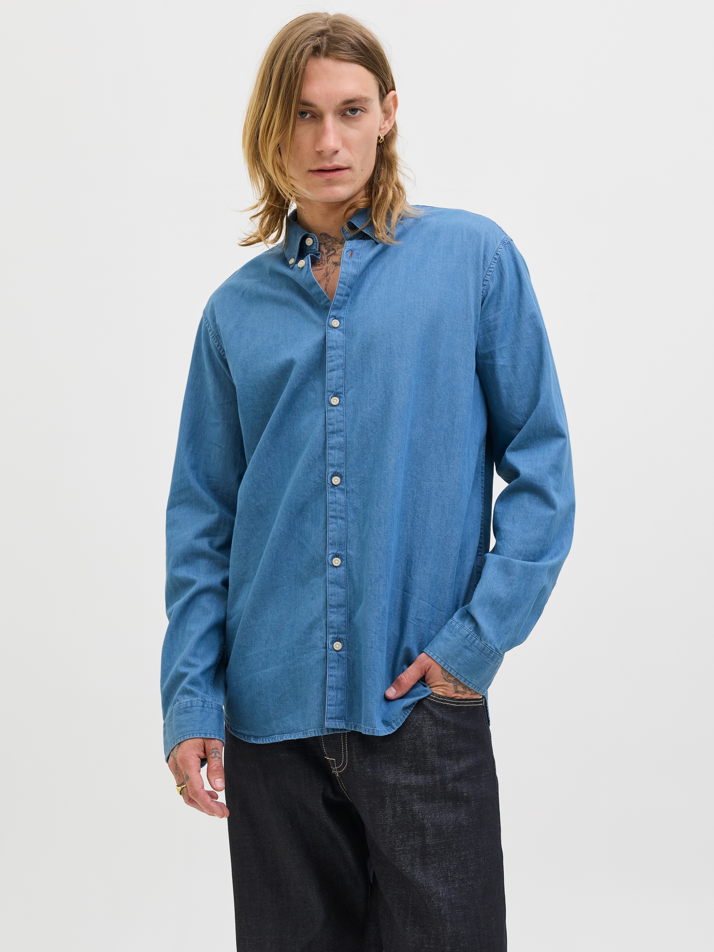 Image of Jack & Jones Langarmhemd "JJEPERFECT DENIM SHIRT LS NOOS"