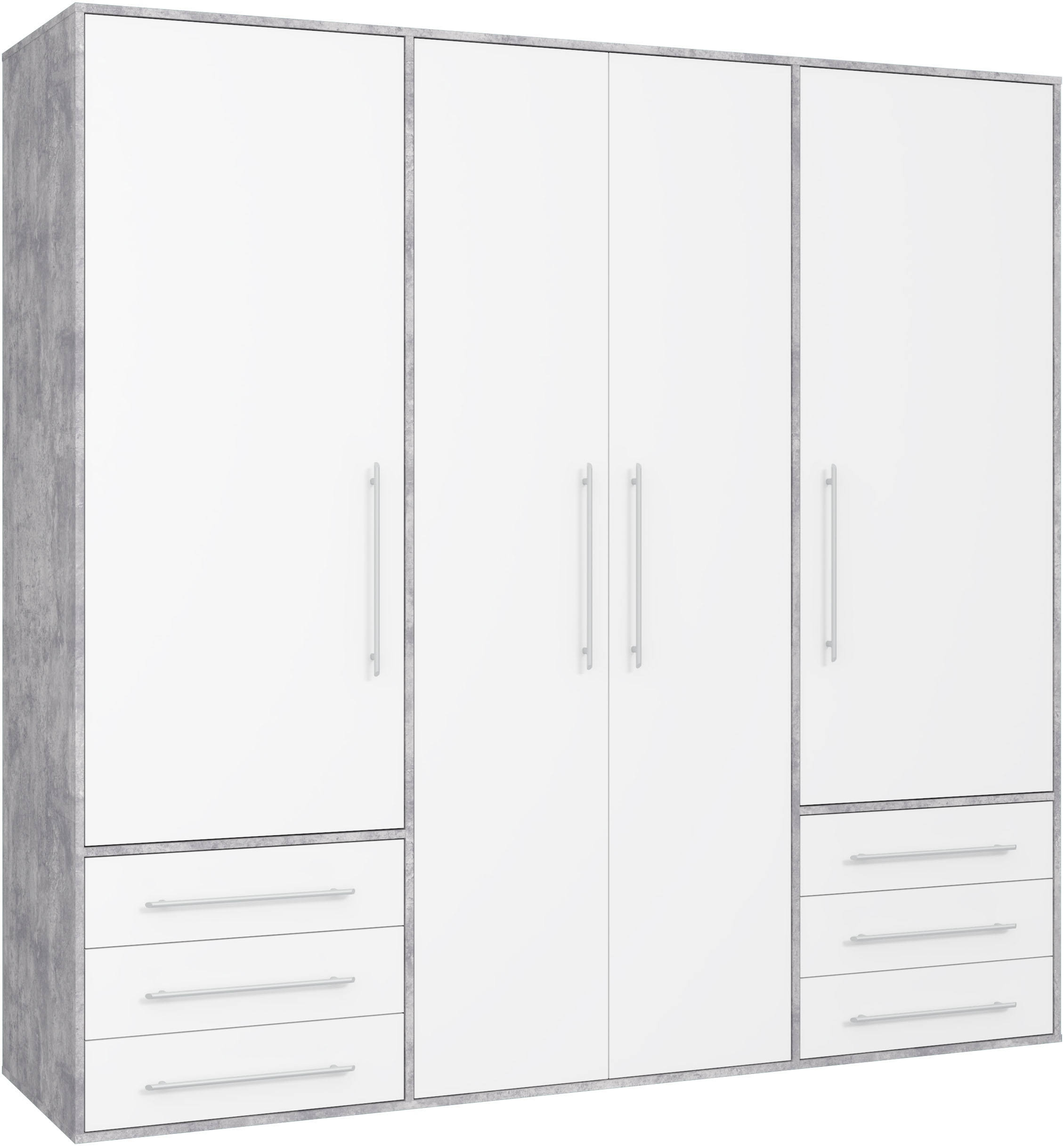 FORTE Drehtürenschrank »Mokkaro, Kleiderschrank,zeitloses Design, 4 türig« viel Stauraum, Schubladen, Stangengriffe, Made in Europe