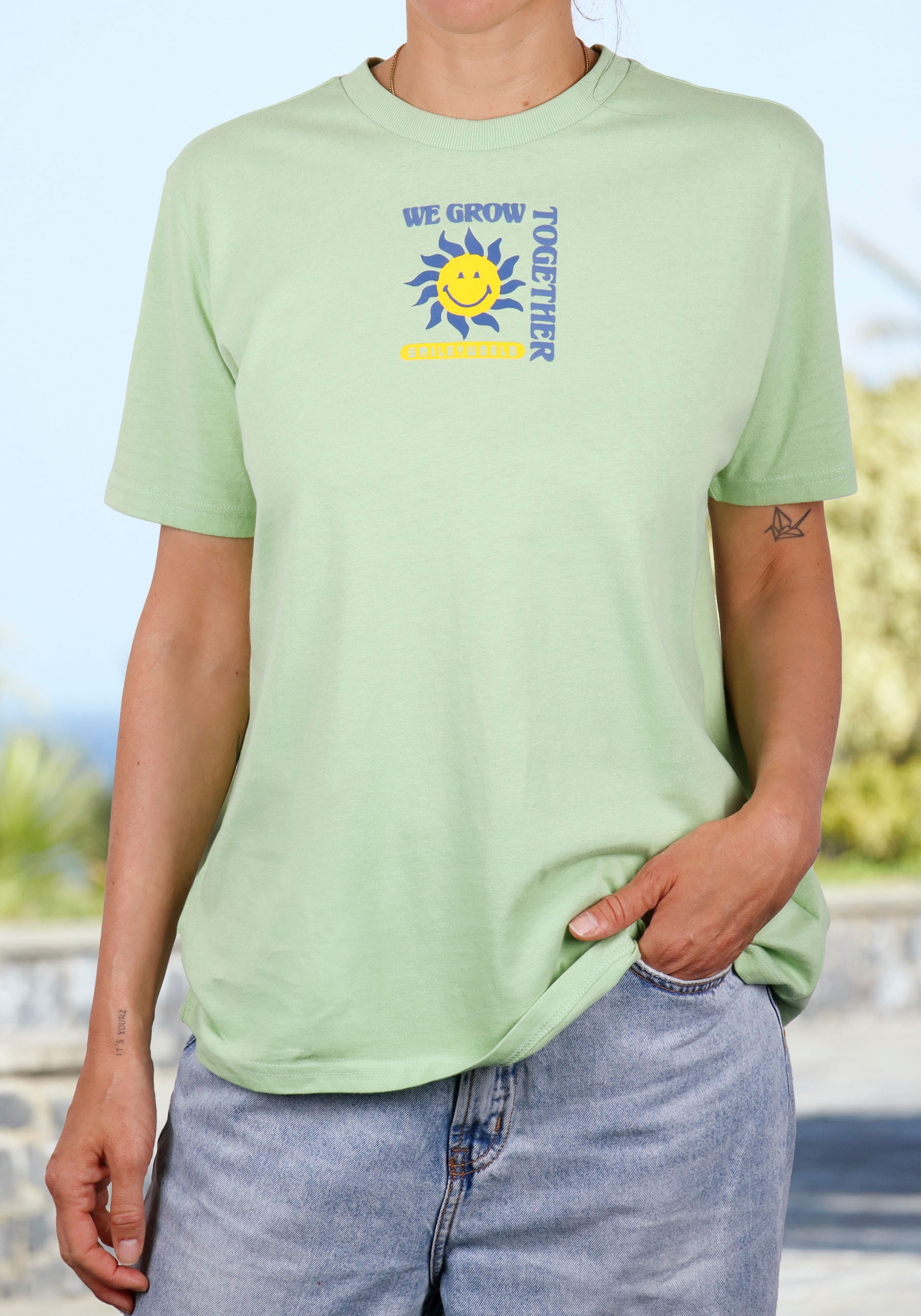 Capelli New York T-Shirt, mit Peace Zeichen Rückendruck - Smiley Word Collection